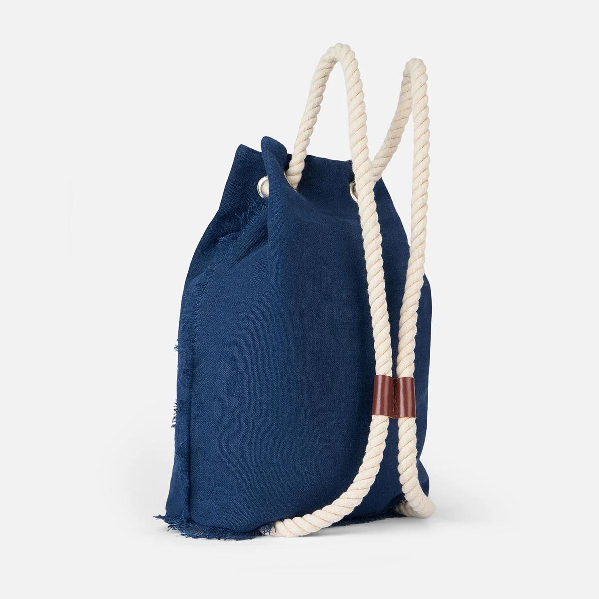 Zaino Boat in lino blu con logo stampato BOBP002 01249L MC2 SAINT BARTH 