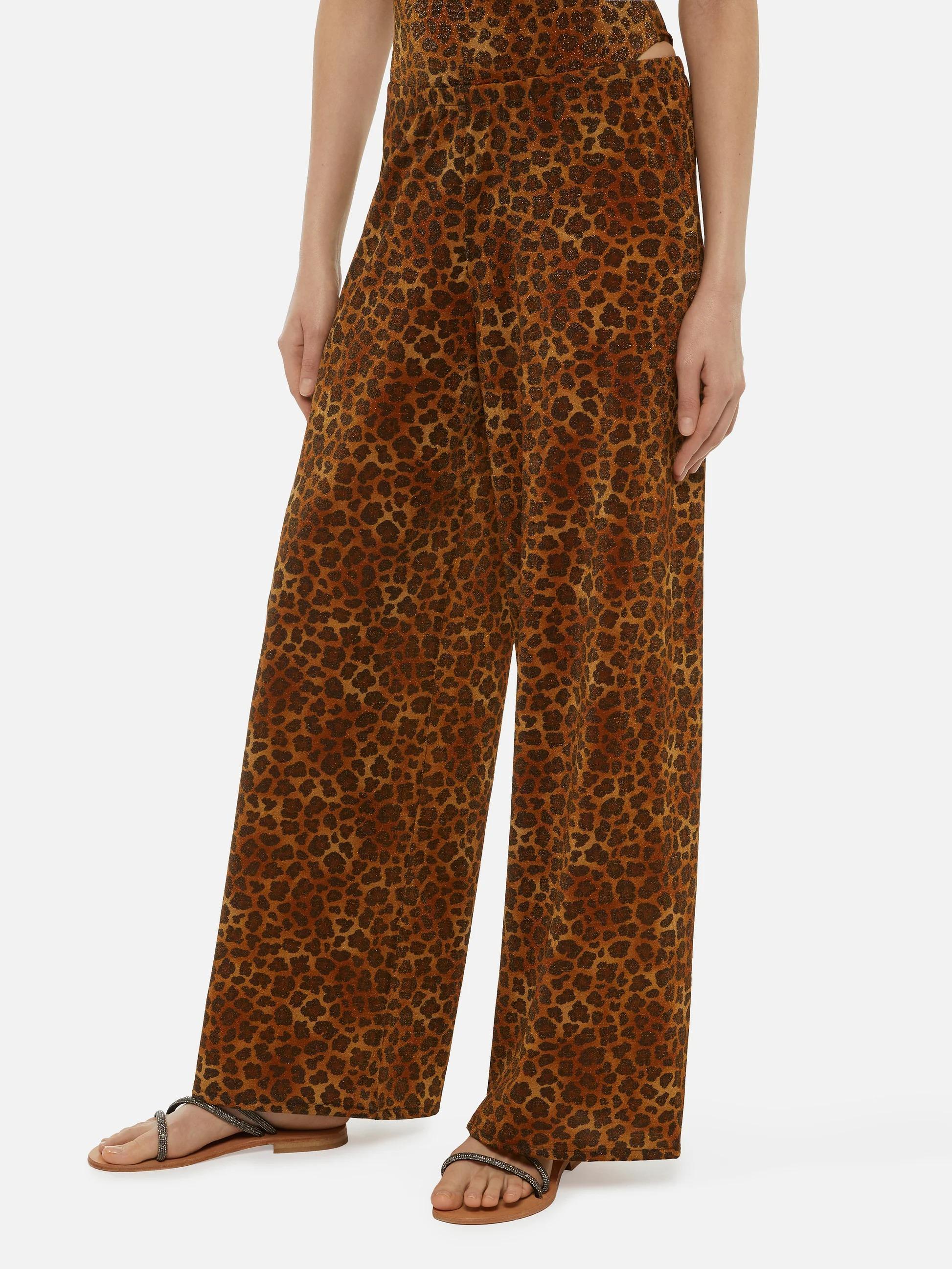 Pantaloni a gamba larga Amalia in lurex leopardato AML001 00091L MC2 SAINT BARTH 