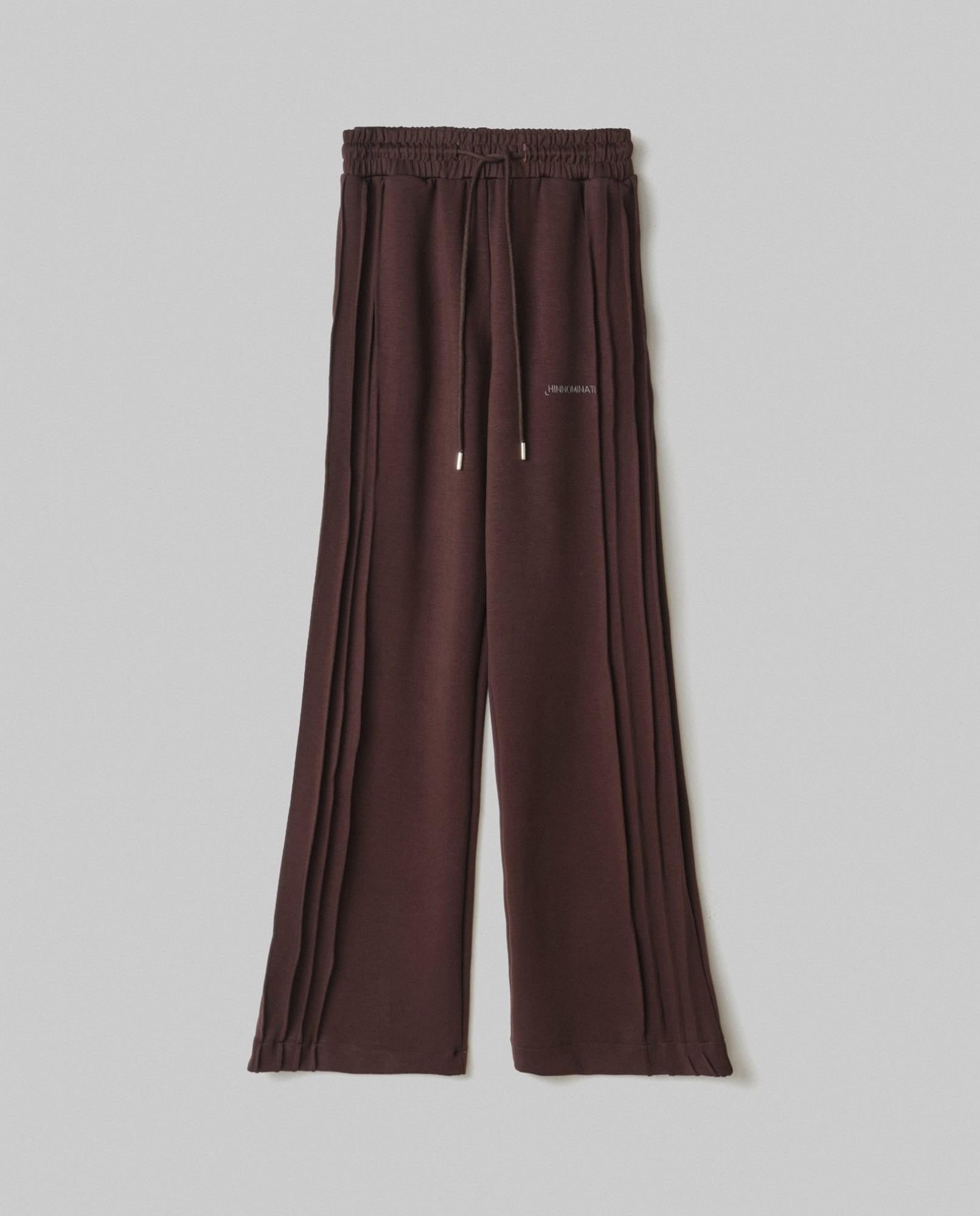 Pantalone Dritto In Viscosa Con Nervature Laterali  Moro HMABW01995-MTFI0001 MA03 HINNOMINATE 