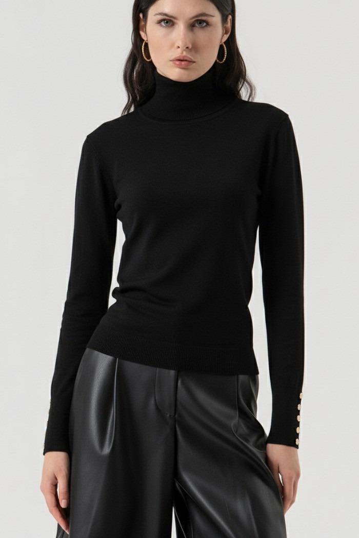 Fracomina Maglia regular con collo alto black FR25WT7001K42101 053 FRACOMINA 