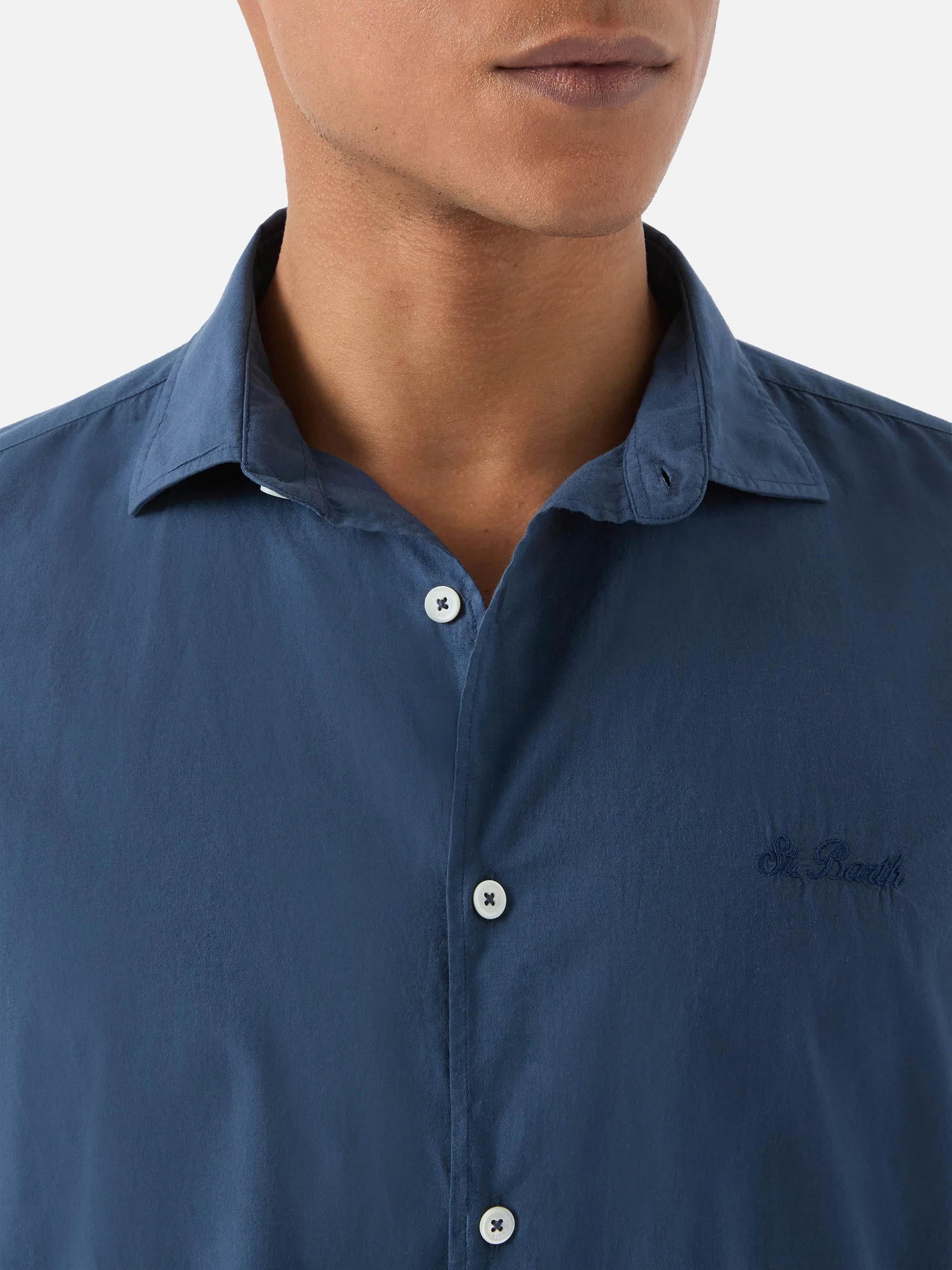 Camicia Chemise in cotone blu navy tinta unita LCM0001 00097L MC2 SAINT BARTH 