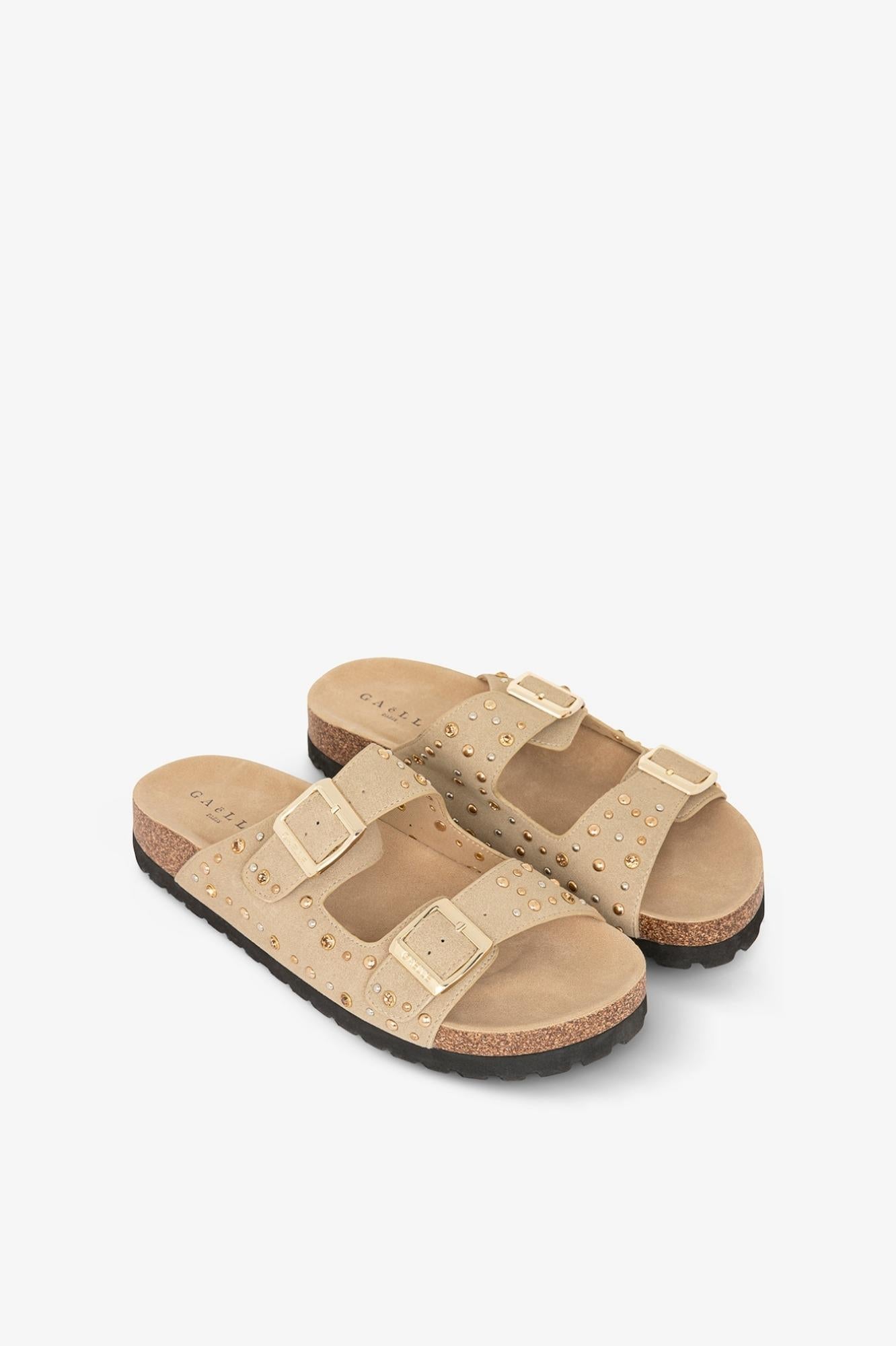 Sandalo In Suede Con Doppia Fibbia E Borchie  Safari - Gaëlle Paris GACAW01719-MTFI0007 BE33 GAELLE 