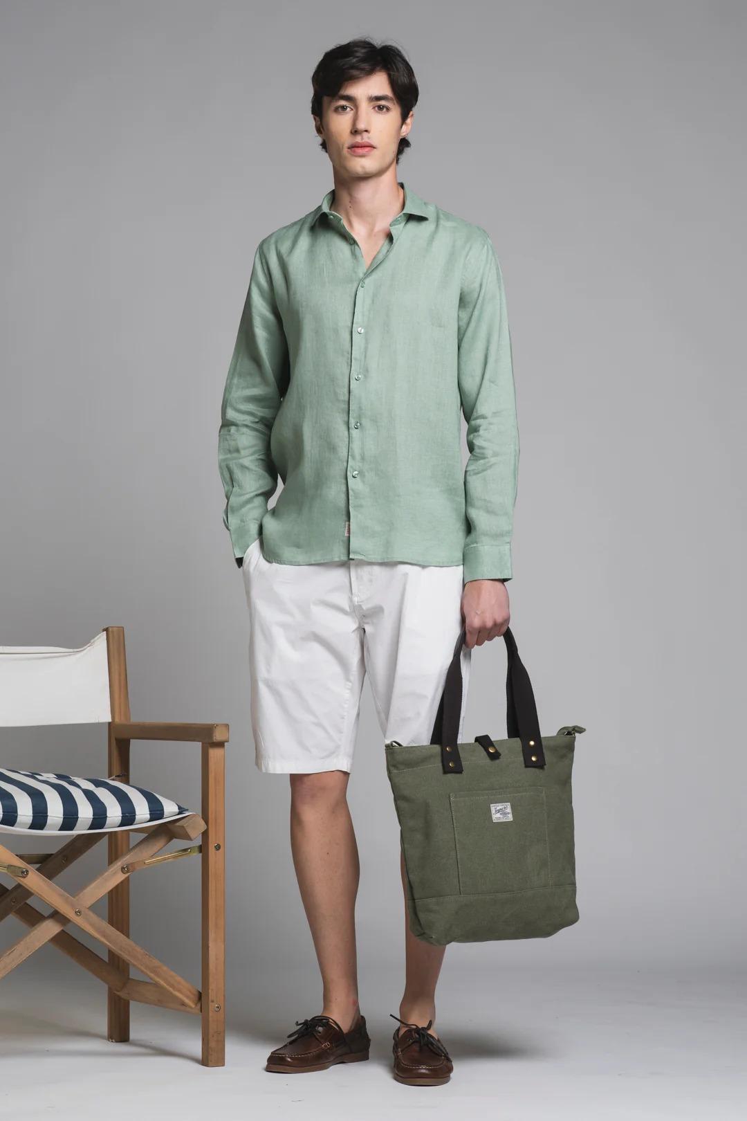 RILEY SHIRT COLLAR FRENCH IN 100% LINEN VERDE ACQUA IM26SSSM-RILEY-LIN C73 IMPURE 