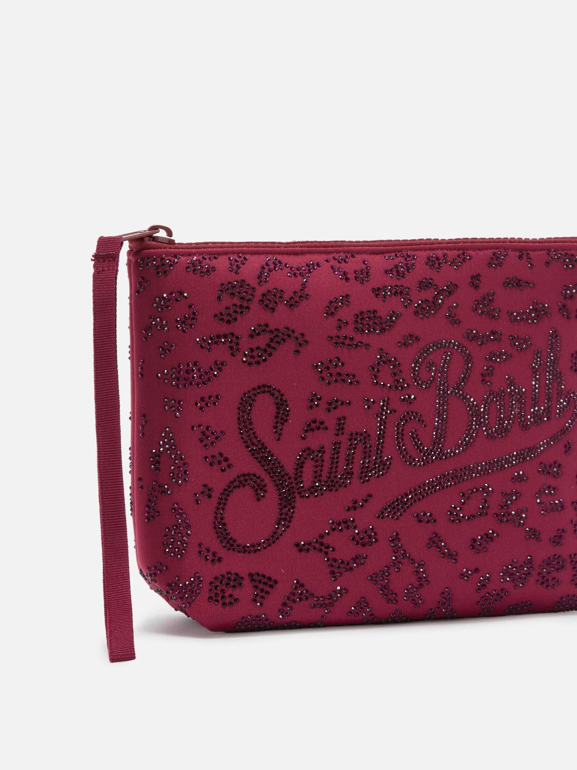 Pochette Aline in scuba con stampa leopardata e strass applicati ALI0032 00269L MC2 SAINT BARTH 