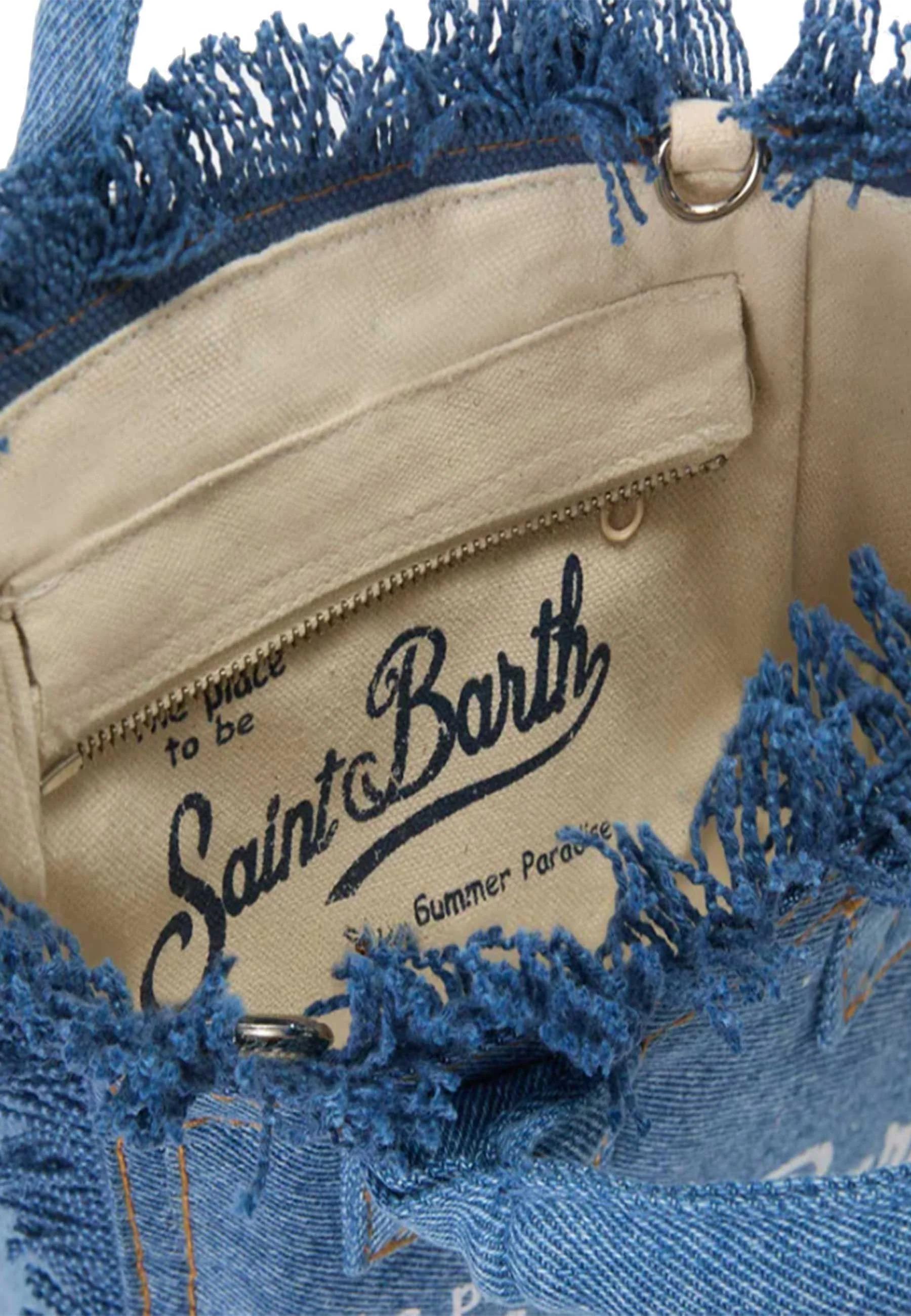 Mc2 saint barth Borsa Vanity Mini Denim Logo Bianco VAMI001 00009L MC2 SAINT BARTH 
