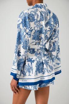 Kimono corto Carly in seta con stampa toile de Jouy CYR0001 08351L MC2 SAINT BARTH 