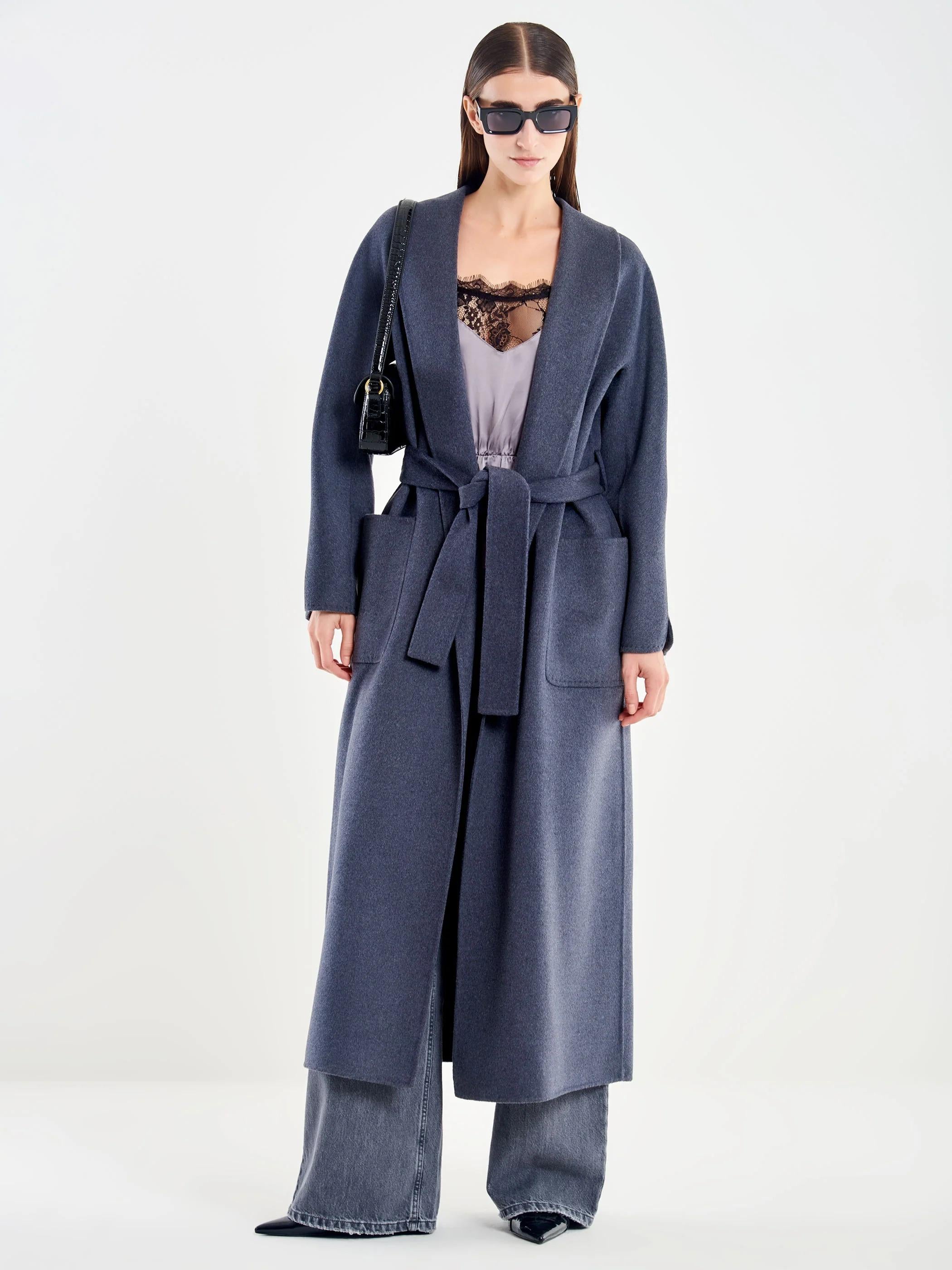Cappotto Lungo con Cintura grigio antracite TF0004 GRIGIO VICOLO 