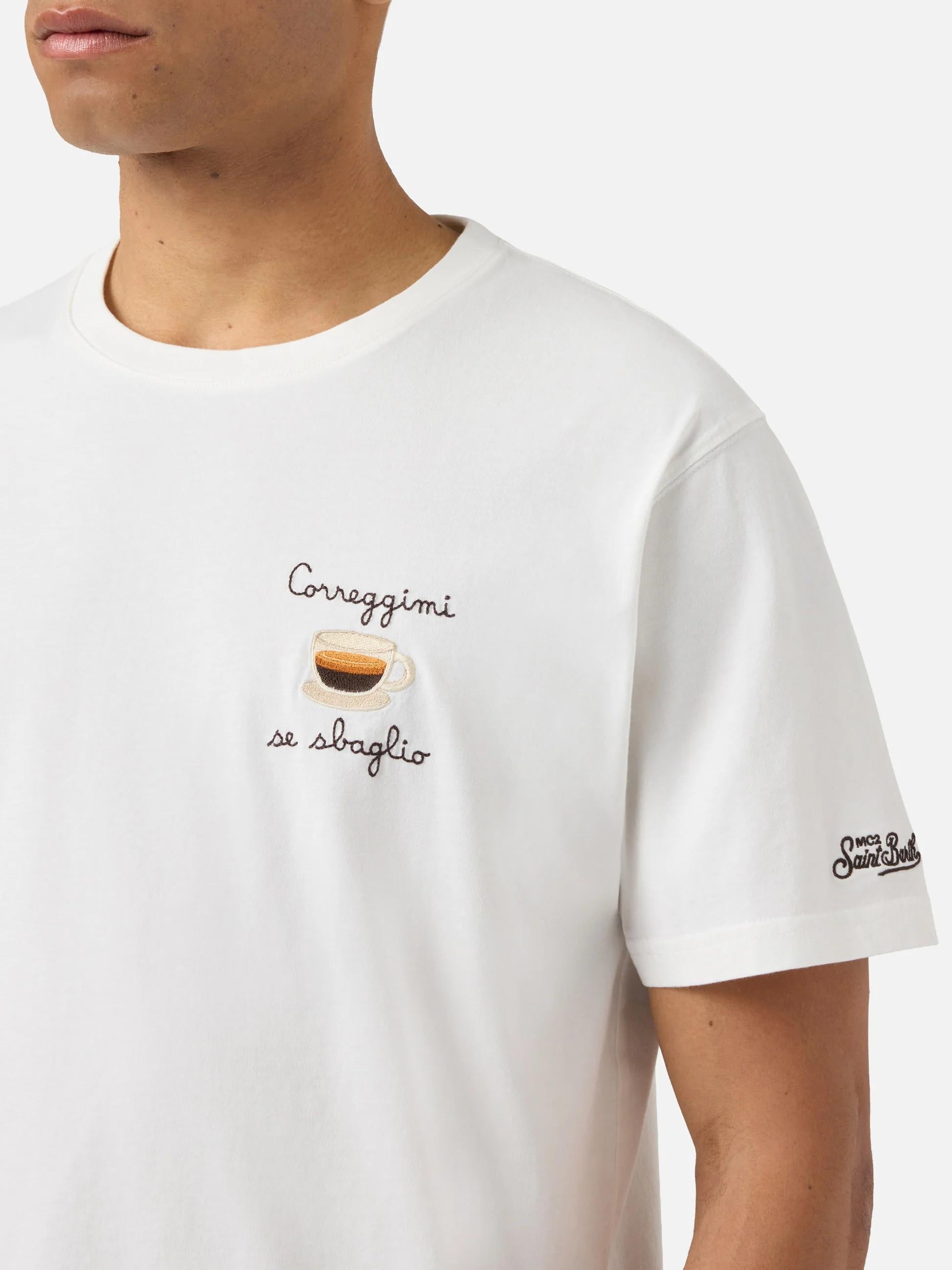 T-shirt Portofino panna con ricamo Correggimi Se Sbaglio POT0001 04452L MC2 SAINT BARTH 