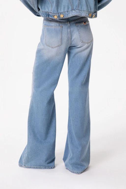 Jeans wide leg regular con cintura nappine GAABW09509 GAABW09509-PEARL-MTFI0002 BL01 GAELLE 