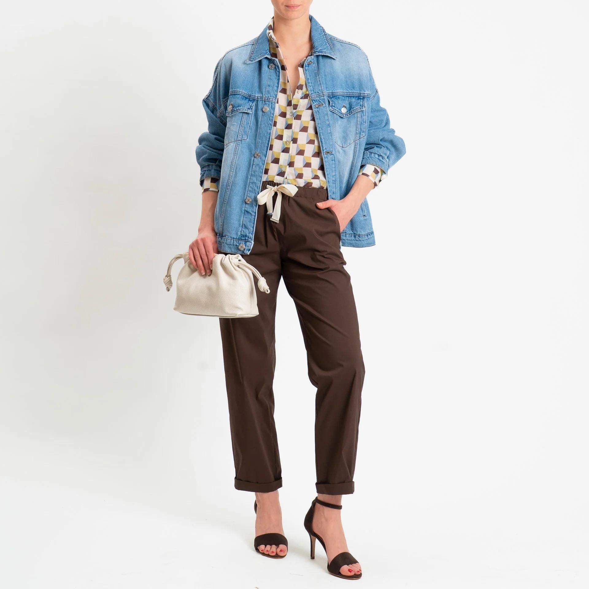 Vicolo-Pantalone popeline elastico in vita -TAB1761 moro TAB1761 MORO VICOLO 