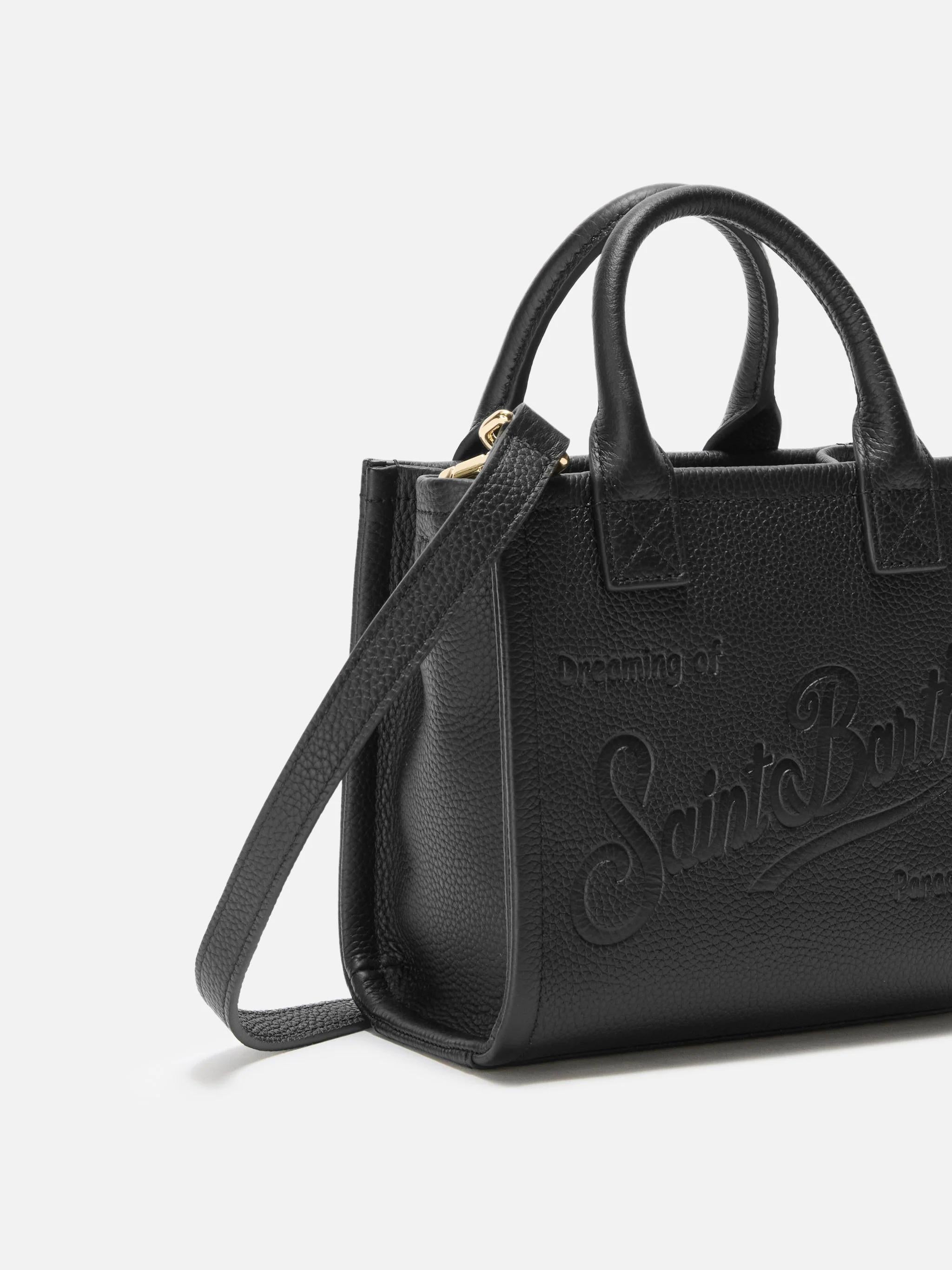 Borsa a spalla Vanity Bag Mini in pelle martellata nera VANMI 00748I MC2 SAINT BARTH 
