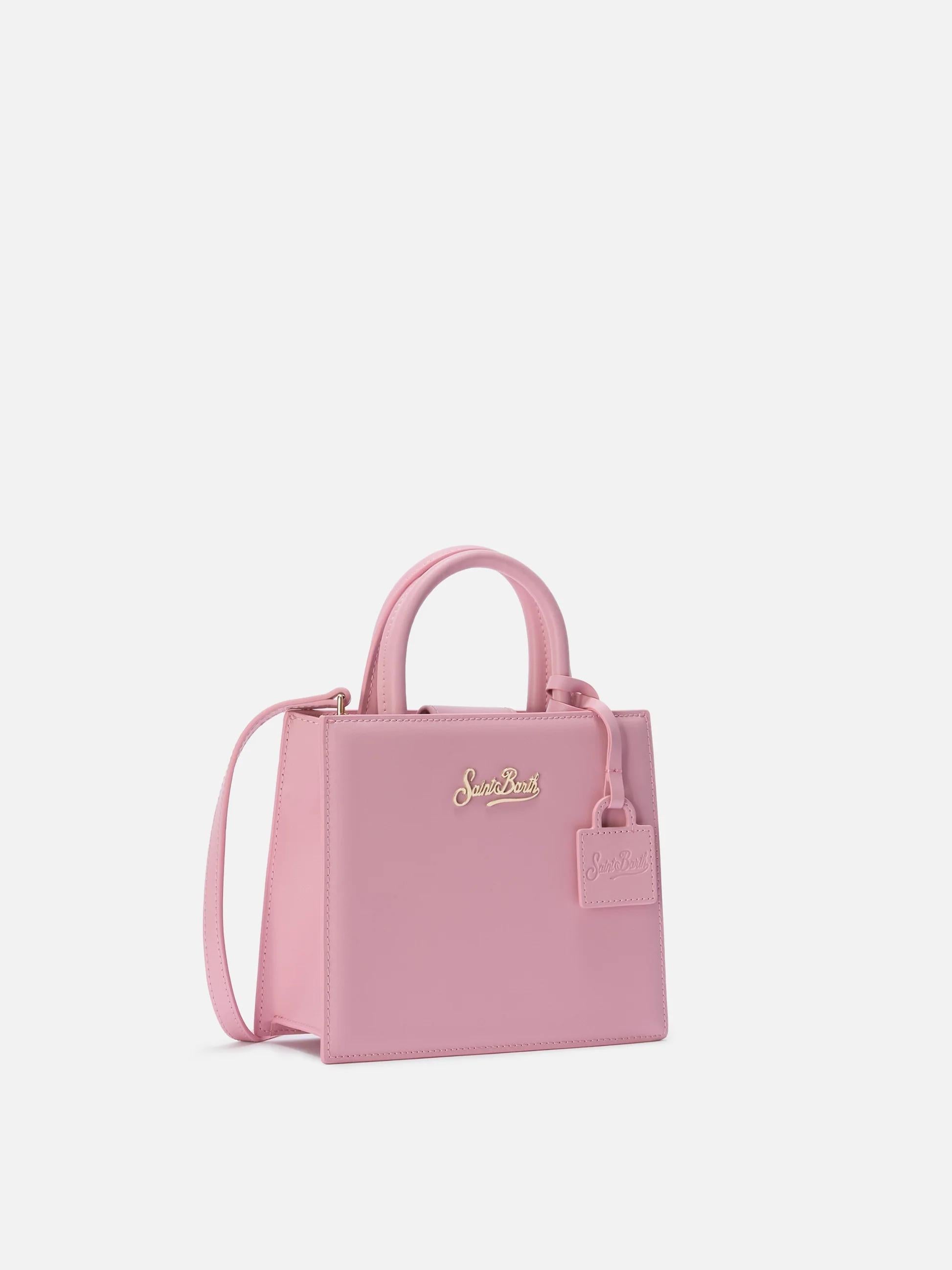 Borsa Shop mini strutturata in pelle liscia rosa con targhetta metallica SHBM0002 00011L MC2 SAINT BARTH 