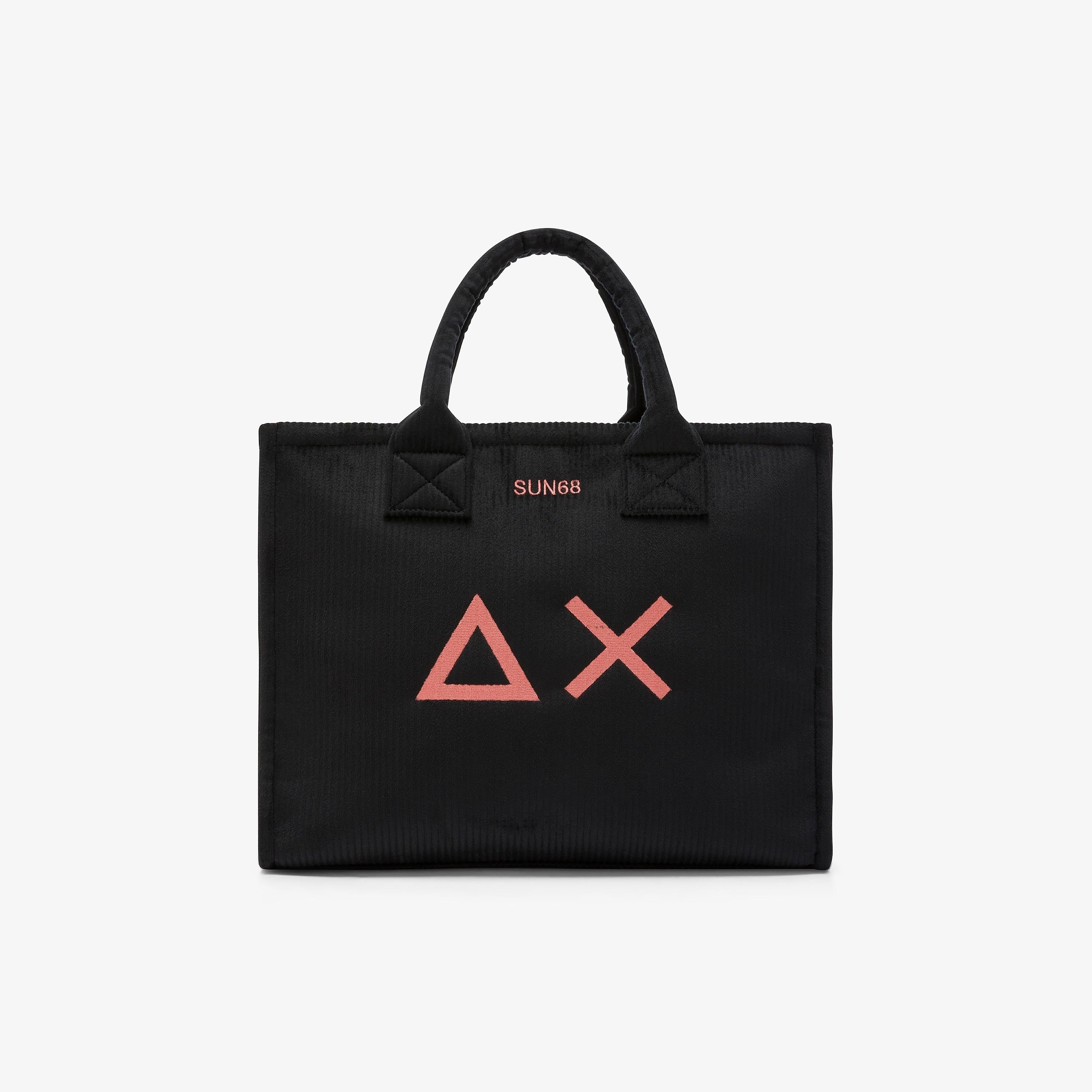 Shopping bag midi Cali in velluto con logo nero X45209 11 SUN 68 