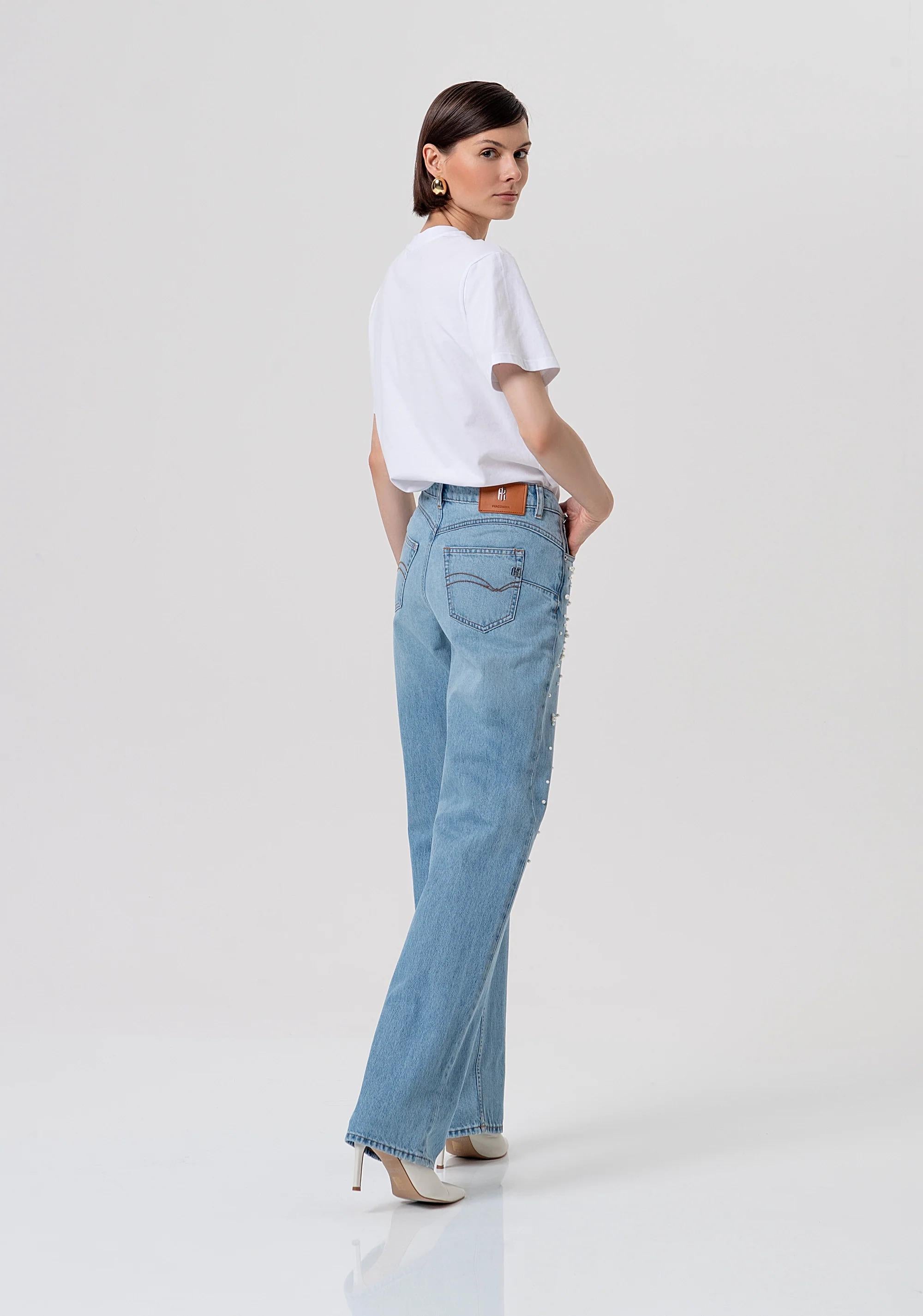Jeans flare effetto push up in denim con lavaggio chiaro FR26SV8050D47103 062 FRACOMINA 