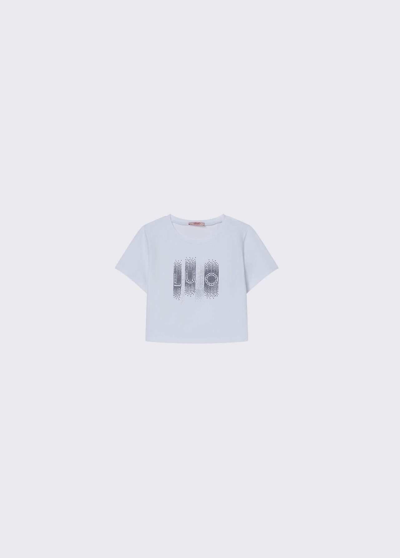 LIU-JO T-shirt cropped con strass White GA6187JS003 10601 LIU-JO 