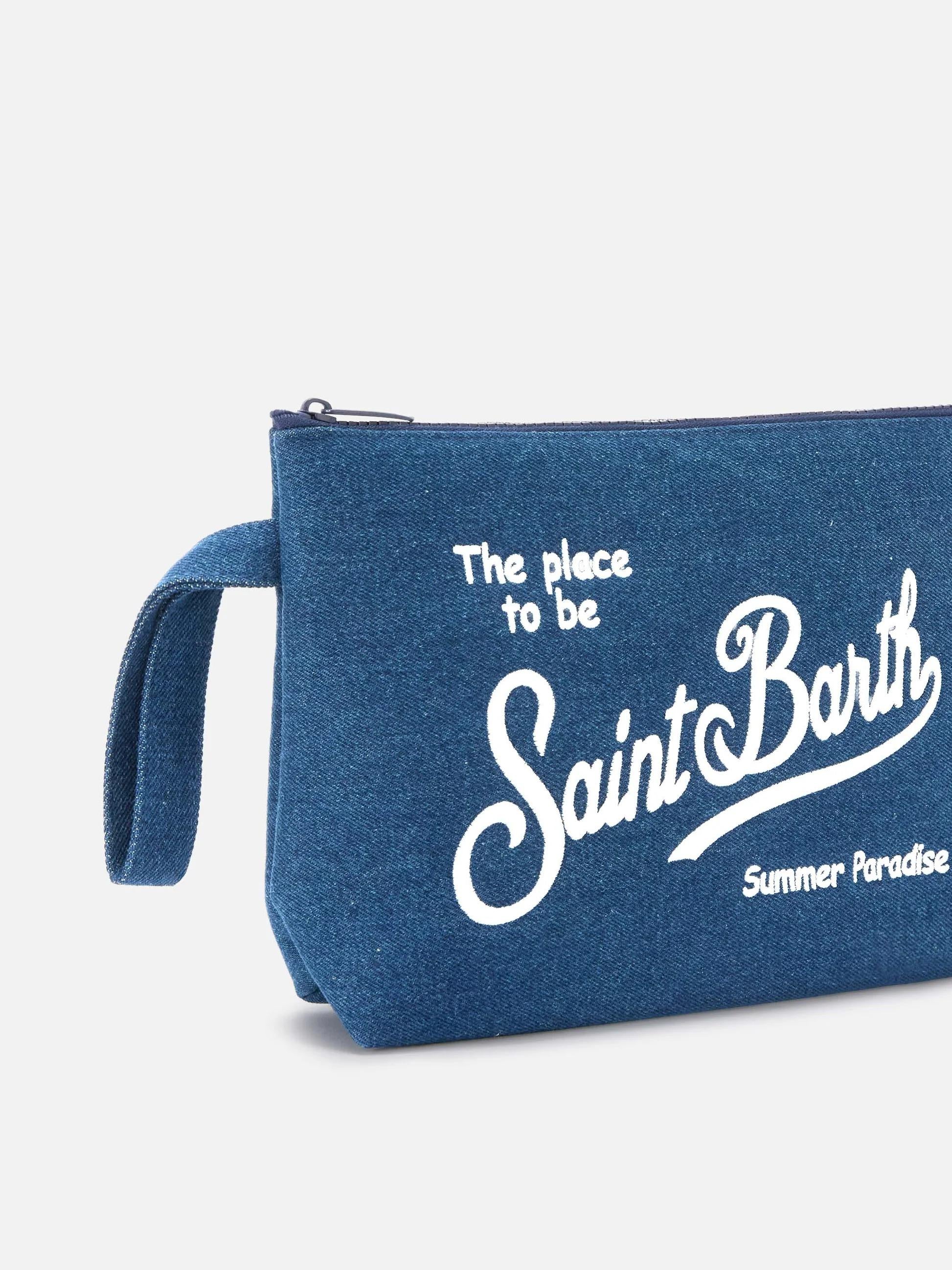 Pochette Aline L in effetto denim blu scuro ALI0017 00436L MC2 SAINT BARTH 