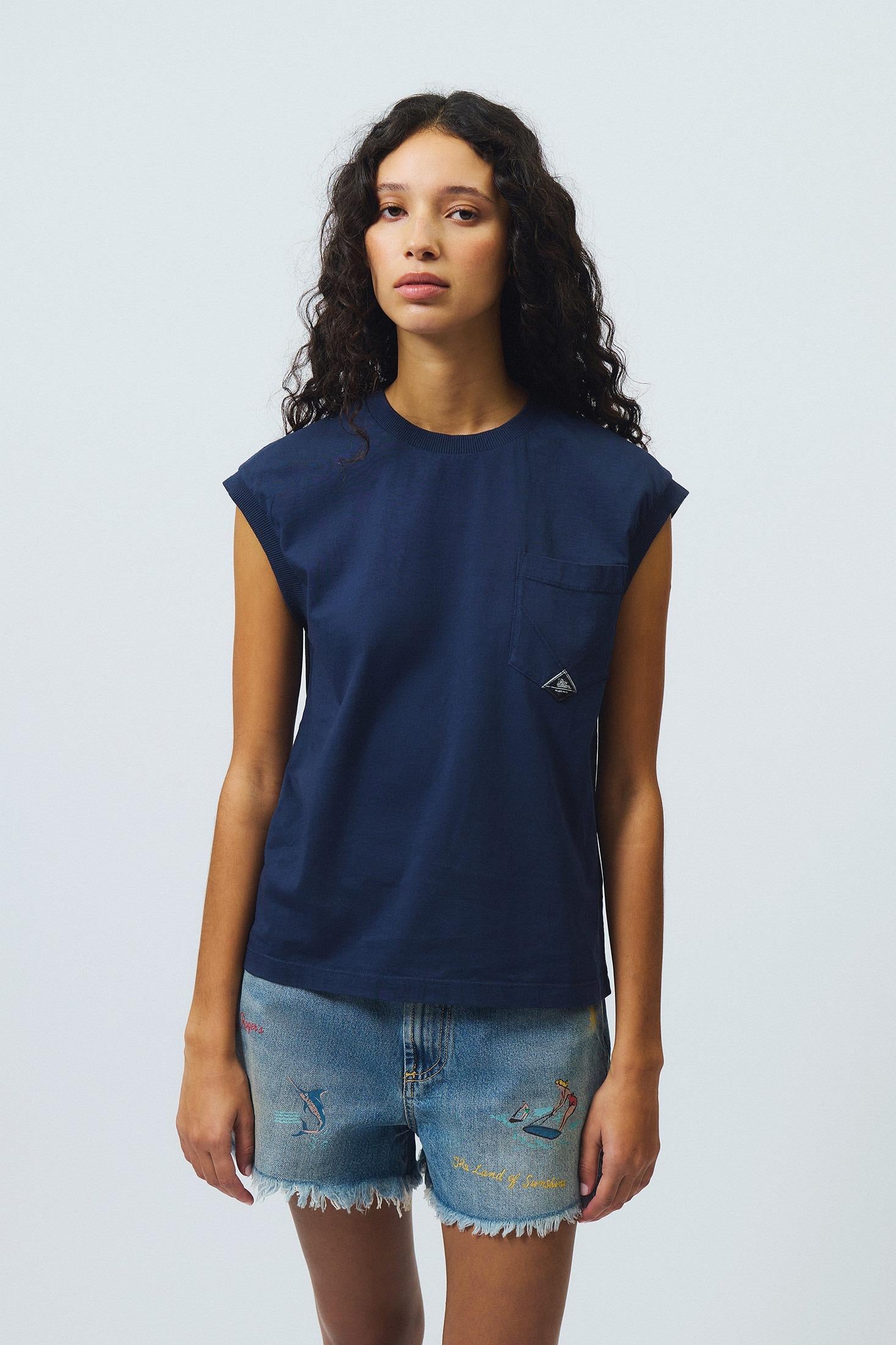 ROY ROGER'S T-SHIRT POCKET IN JERSEY BLU NAVY RND90306CB55XXXX C0048 ROY ROGER'S 