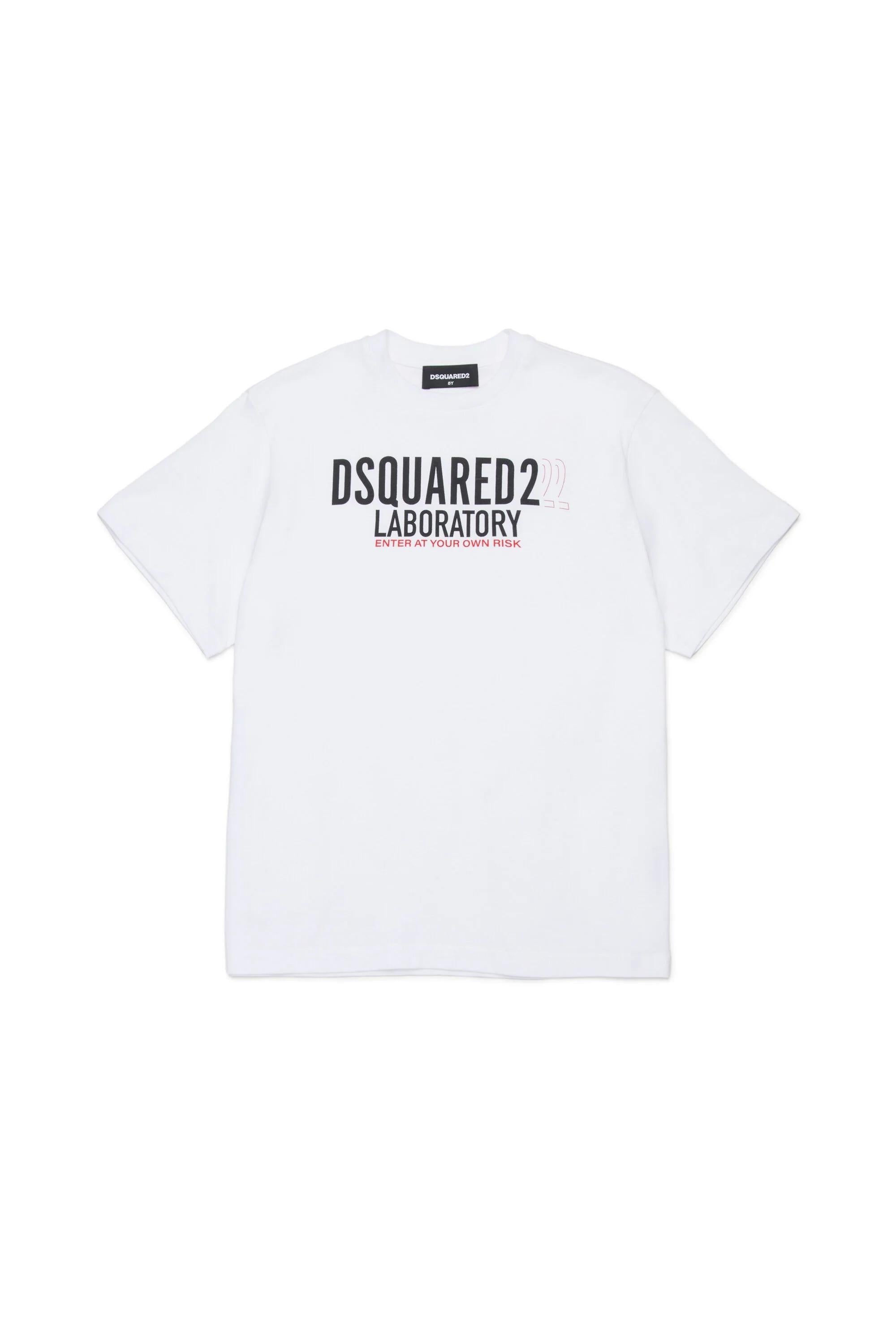 DSQUARED2<BR/>T-shirt in jersey con logo Laboratory BIANCA DQ2991-D0ACD DQ100 DSQUARED KID 