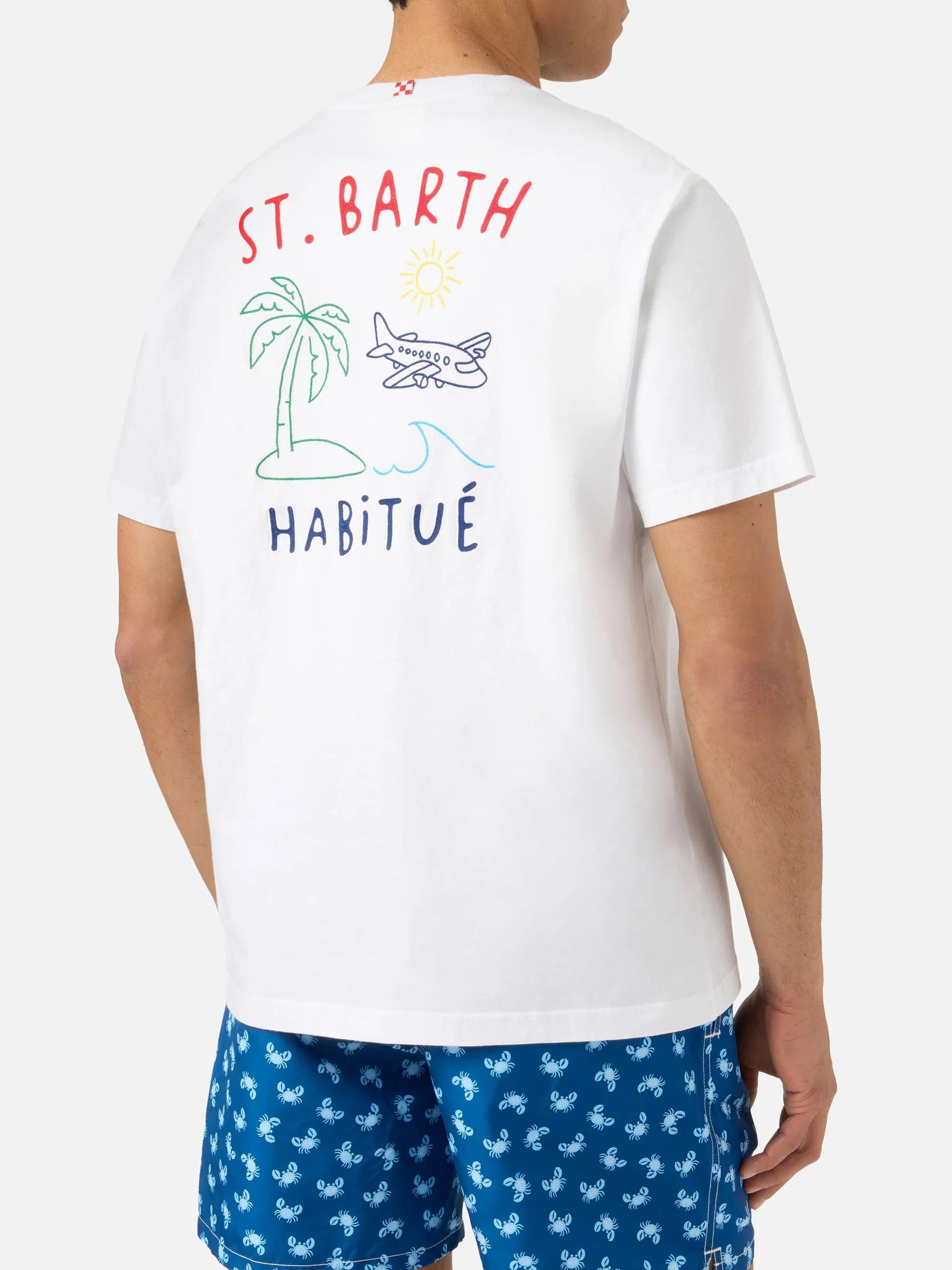 T-shirt Portland bianca con ricamo St. Barth Habitué PRL0002 00320L MC2 SAINT BARTH 