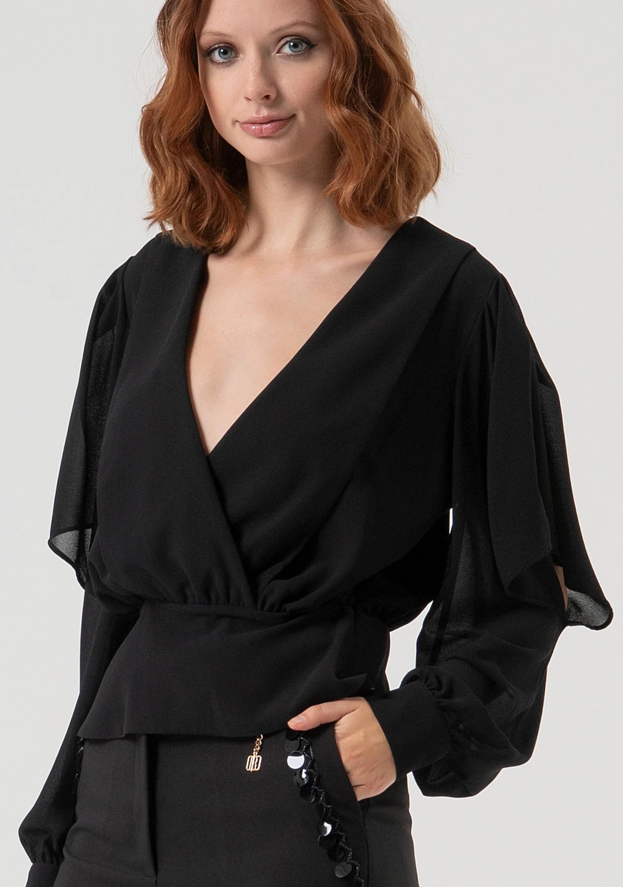 Blusa regular in georgette black FQ25WT1005W41201 053 FRACOMINA 