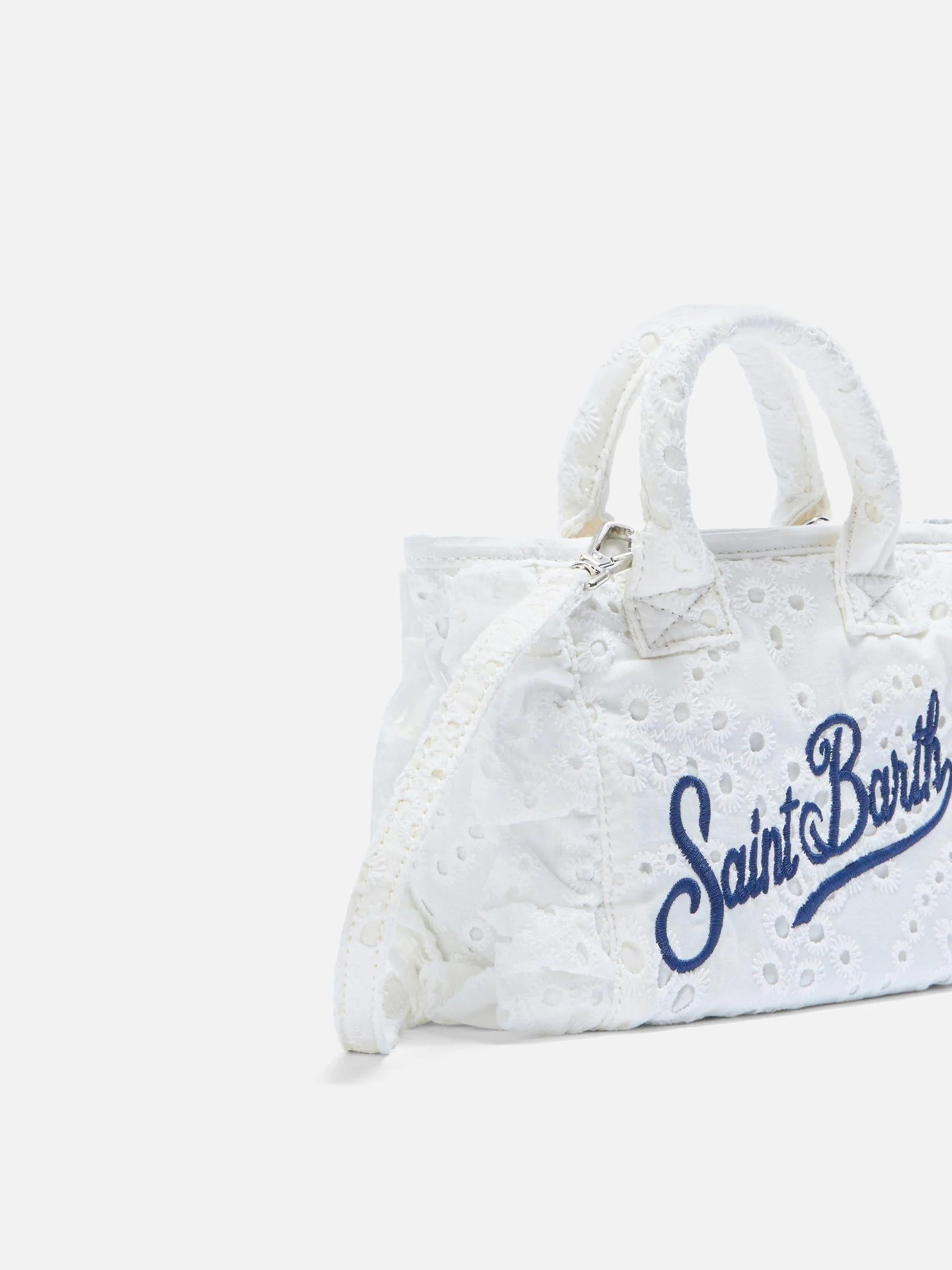 Borsa Vanity mini volant in cotone sangallo bianca VAMI018 00434L MC2 SAINT BARTH 