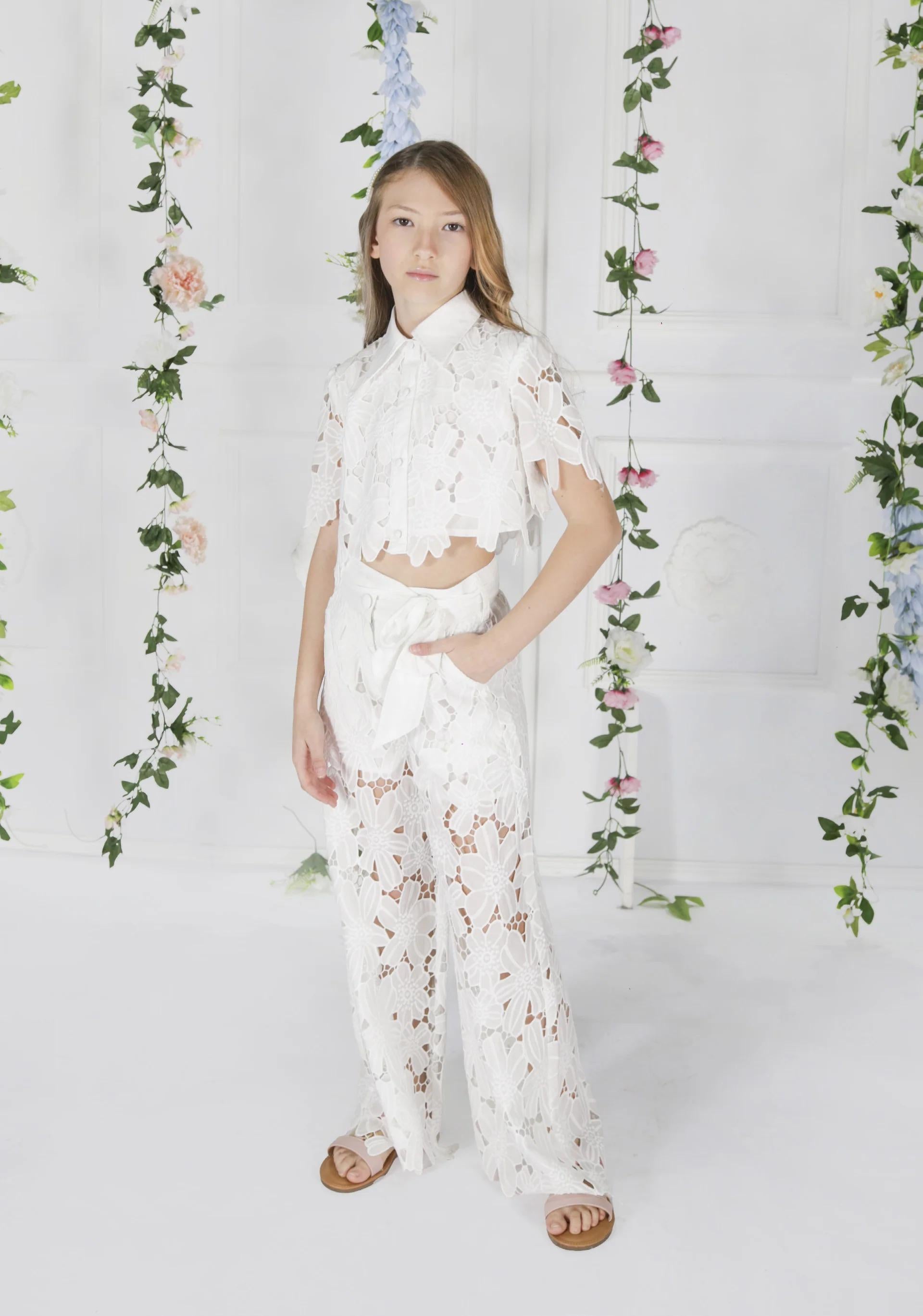 Pantalone Fun & Fun bianco bambina FNCJPT02875 WHITE Fun fun couture 