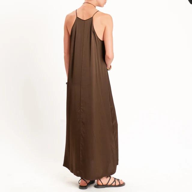 Vicolo-Abito vogatore in satin - chocolate TAB2585 MARRONE SCURO VICOLO 