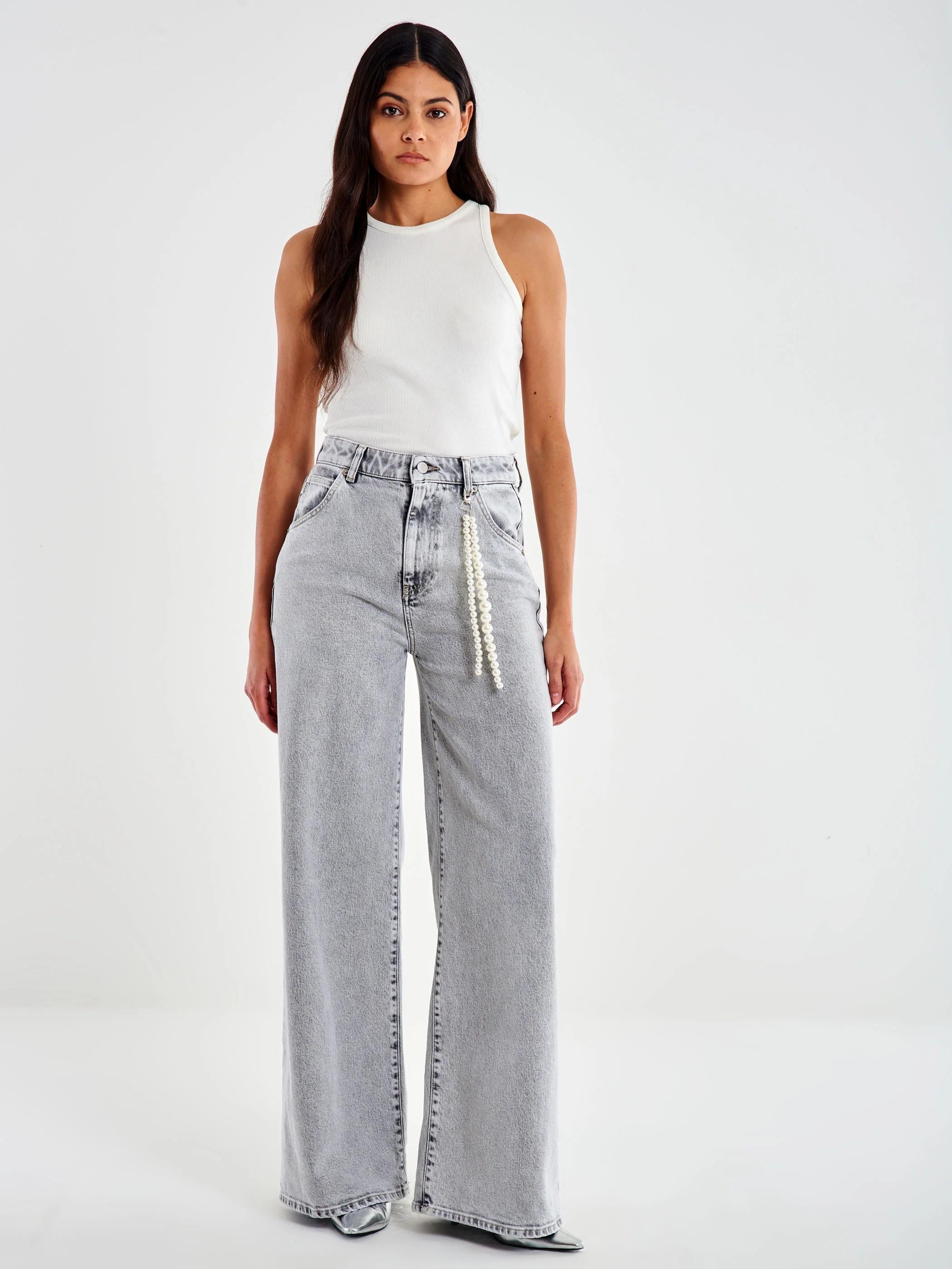 Jeans Icon Lexie con Catena grigio<BR/> DF5127 GRIGIO VICOLO 