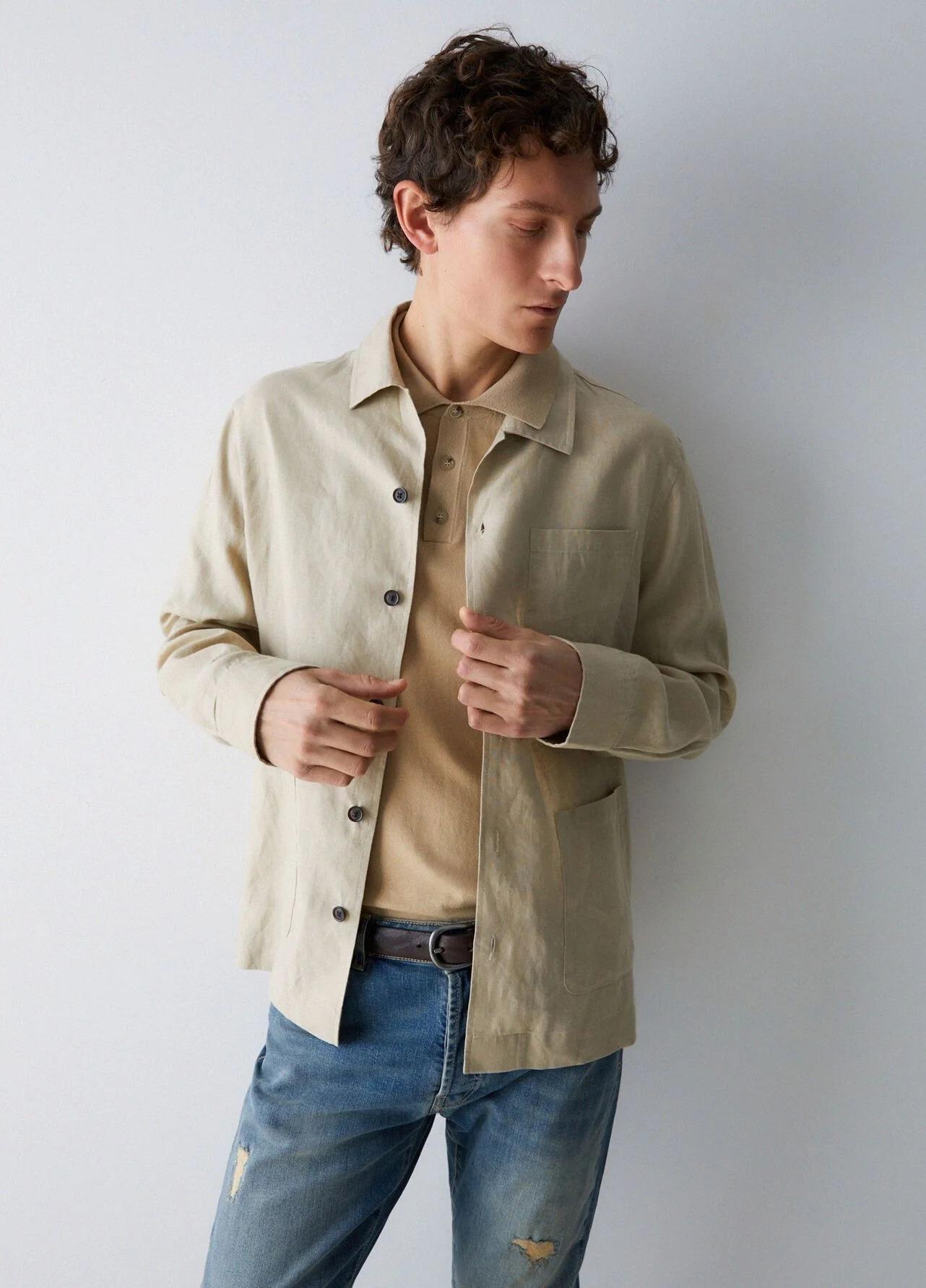Camicia Liu Jo in lino uomo white pepper QA6191T4346 51307 LIU-JO 