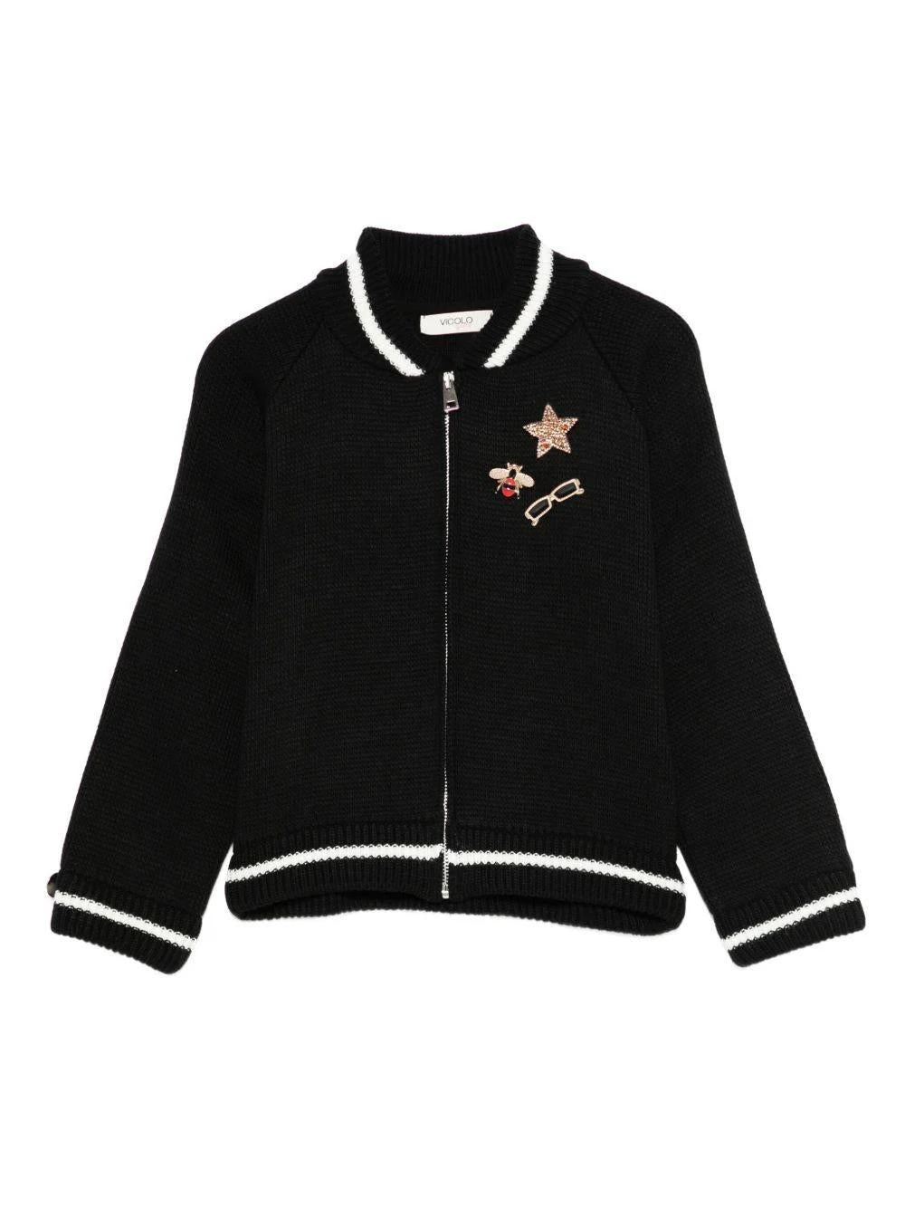 Vicolo cardigan con aplplicazioni 3141OW00328 BLACK/MILK VICOLO 