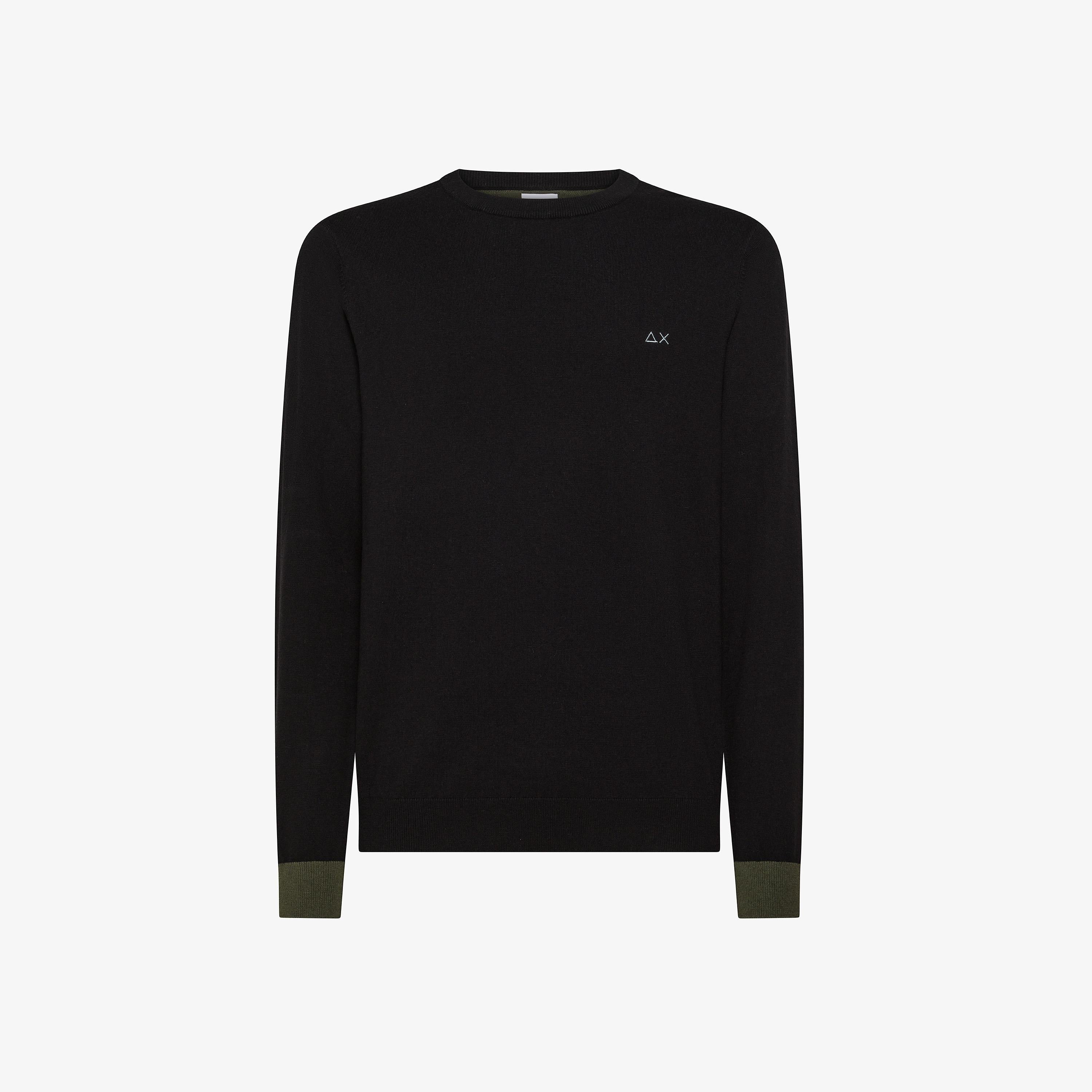 SUN68 Maglia in lana e cotone con patch nero K45143 11 SUN 68 