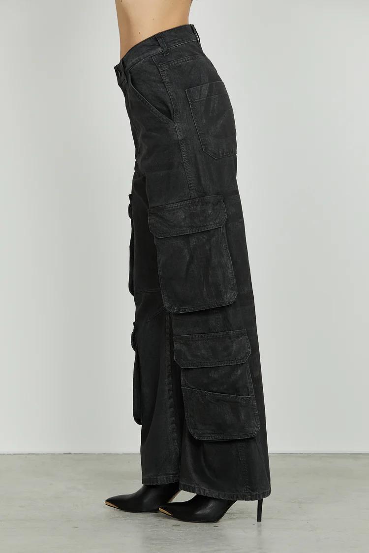 rELISH Panta POCKET_30 v.alta 5 ts più tasconi wild leg fit denim black più laminatura BLACKni RDA2507033012 BLACK RELISH 