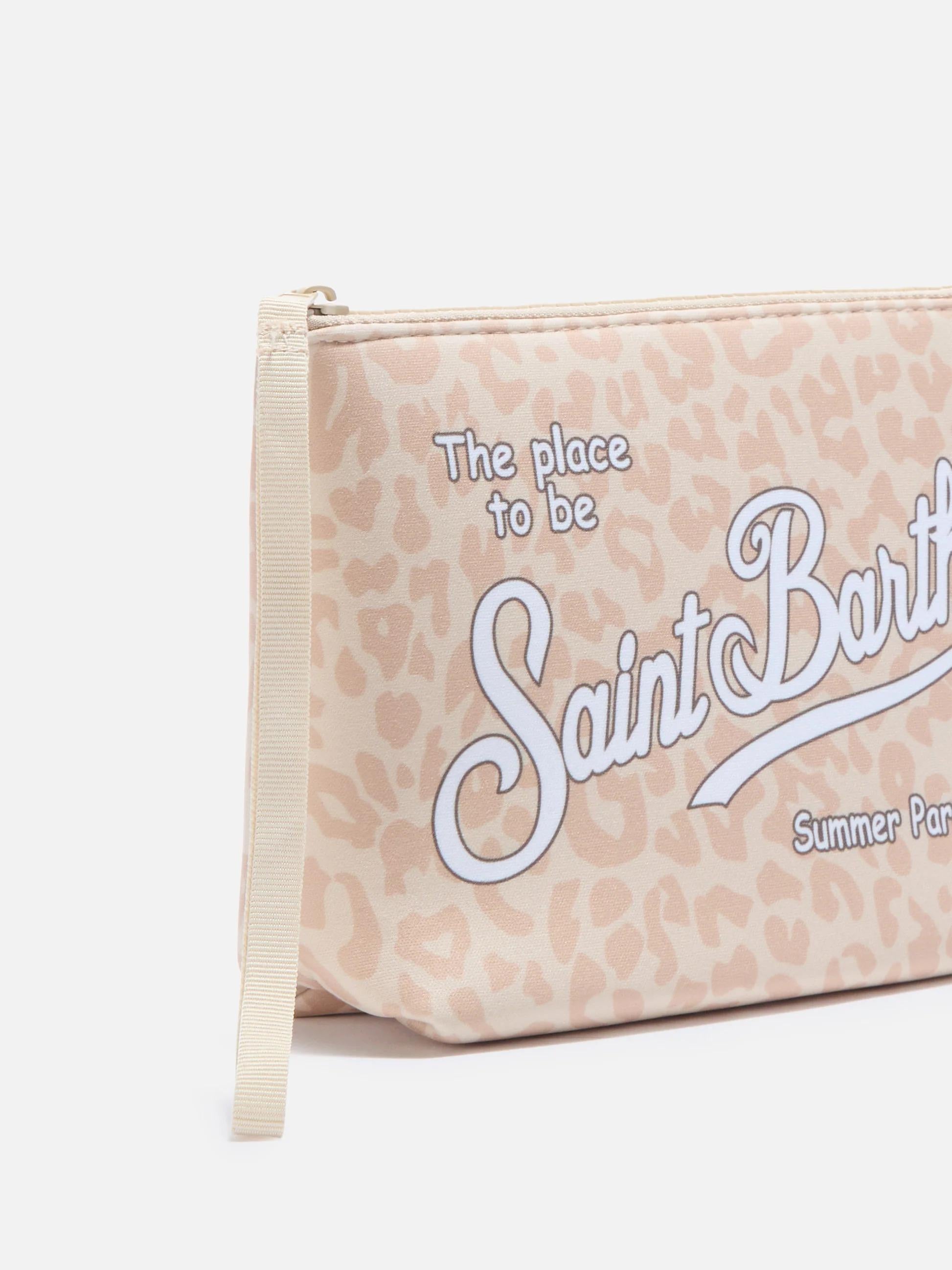 Pochette Aline in scuba con stampa leopardata beige ALIN001 09411L MC2 SAINT BARTH 