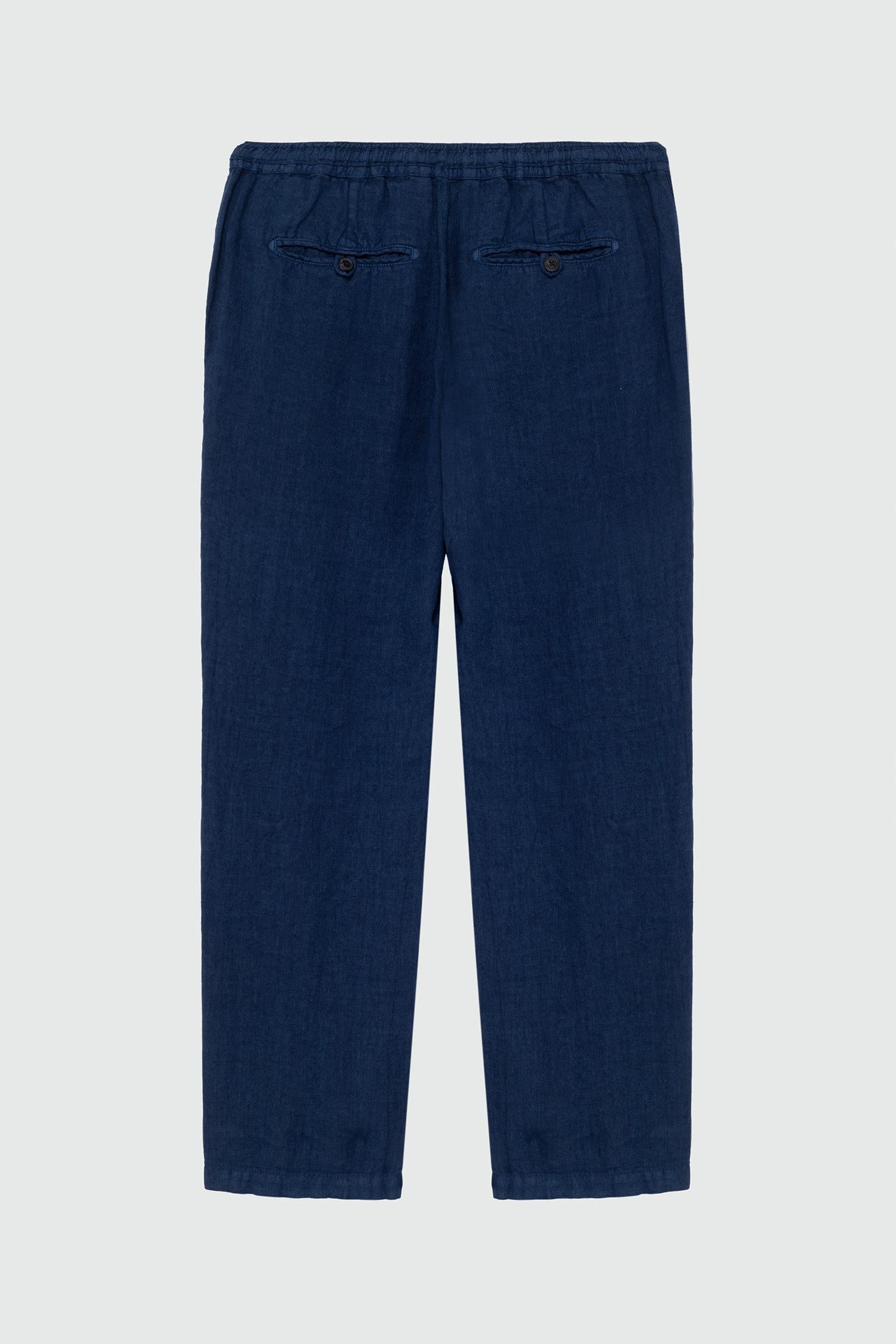 Pantalone portofino heavy linen dyed Blue Navy RRU90301P4230569 C0048 ROY ROGER'S 