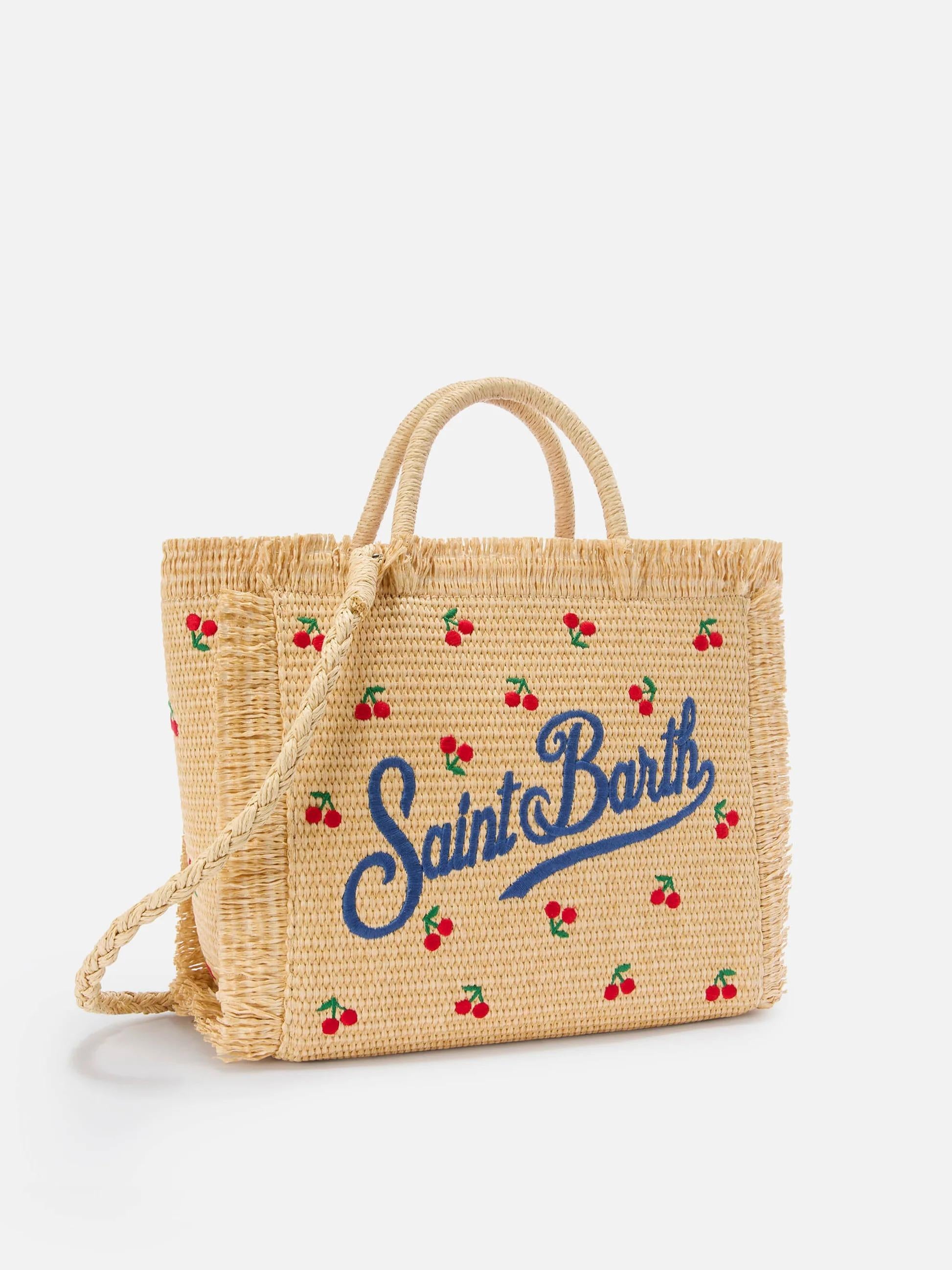 Borsa Colette in tessuto effetto paglia con ricami ciliegie COL0017 00345L MC2 SAINT BARTH 