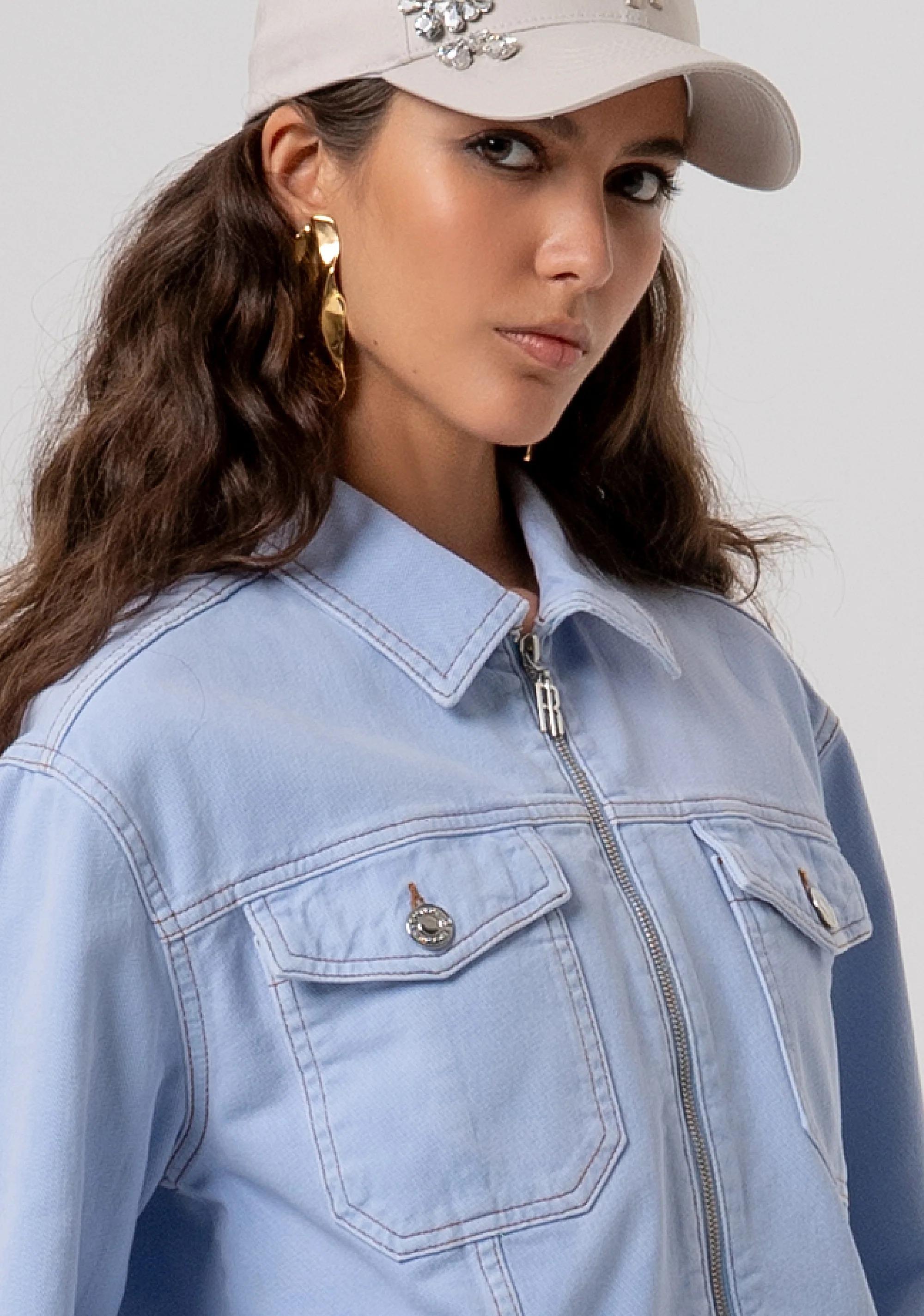 Giacca cropped in denim con lavaggio chiaro FP26SJ1015W61201 175 FRACOMINA 