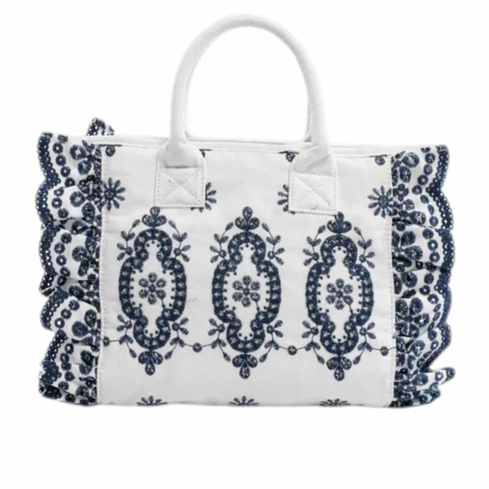 Mc2 Saint Barth Borsa Colette In Sangallo Bianco Con Volant COL0027/02534L COL0027 02534L MC2 SAINT BARTH 