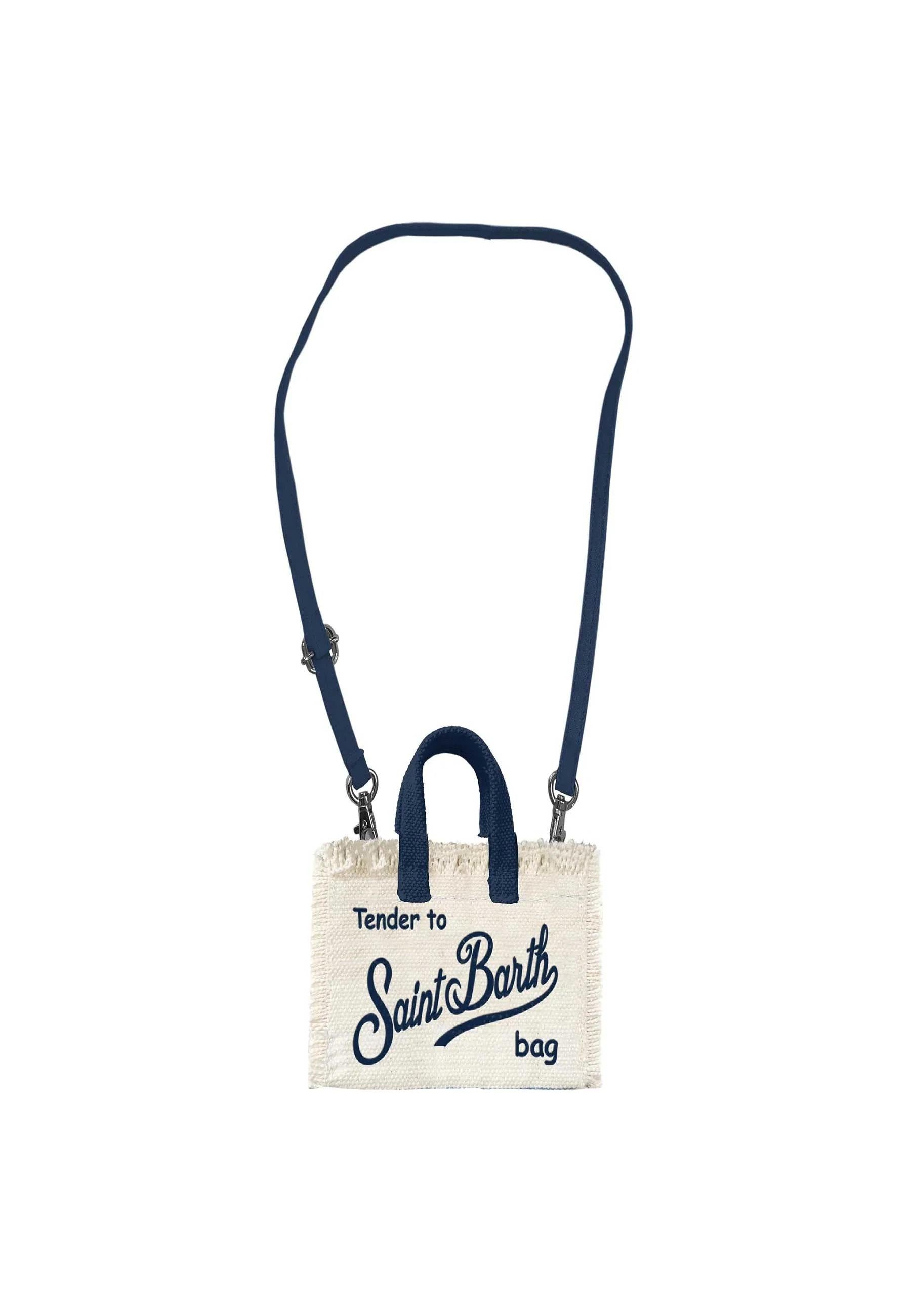 Mc2 saint barth Borsa Telefono Tessuto Canvas Beige Blu PHONE001 02564L MC2 SAINT BARTH 