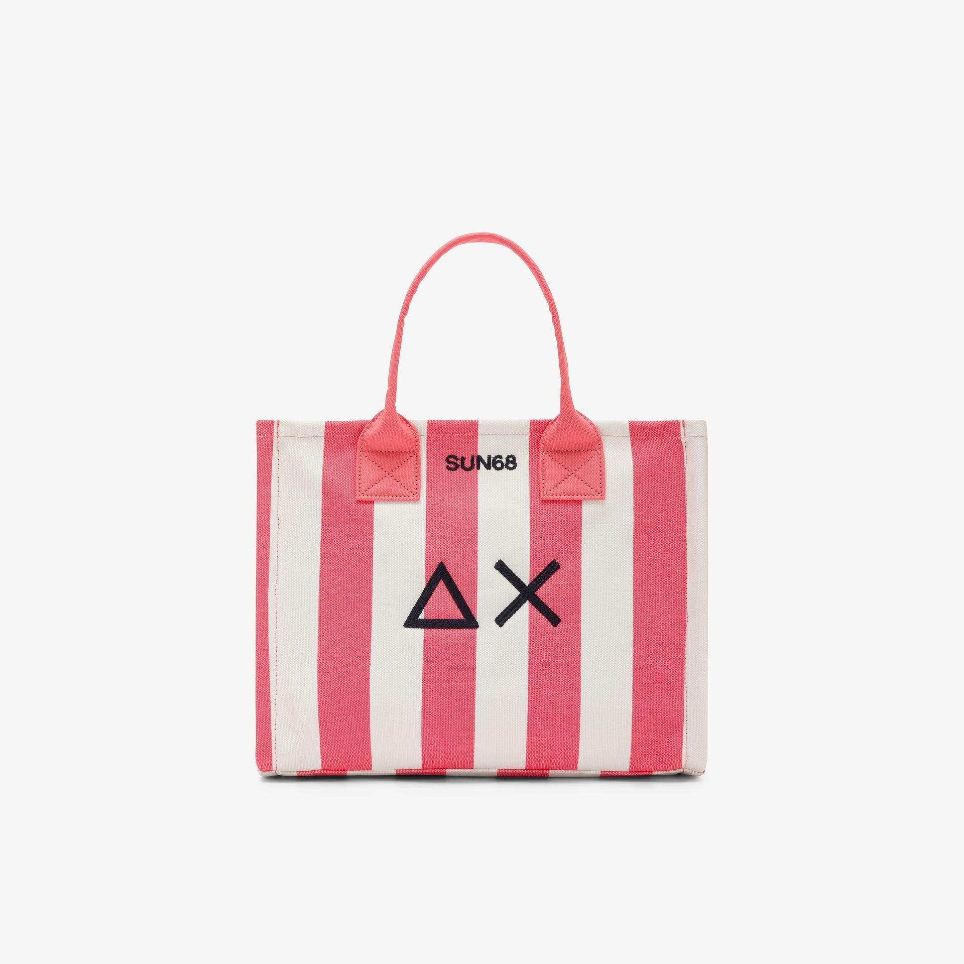 Shopping bag Cali in tela di cotone stampato fucsia/bianco panna W36220 2031 SUN 68 