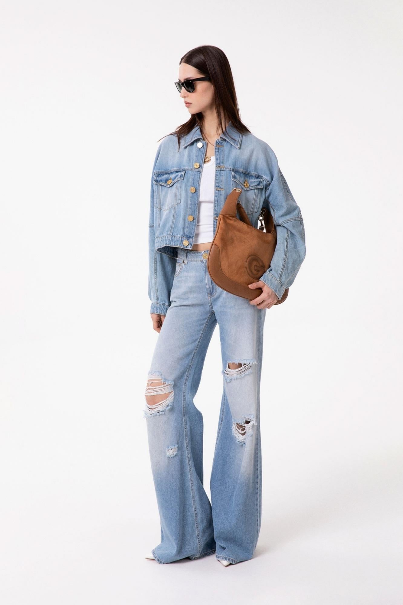 Giubbotto Trucker Crop In Denim  Blu - Gaëlle Paris GAABW09542-MTFI0002 BL01 GAELLE 