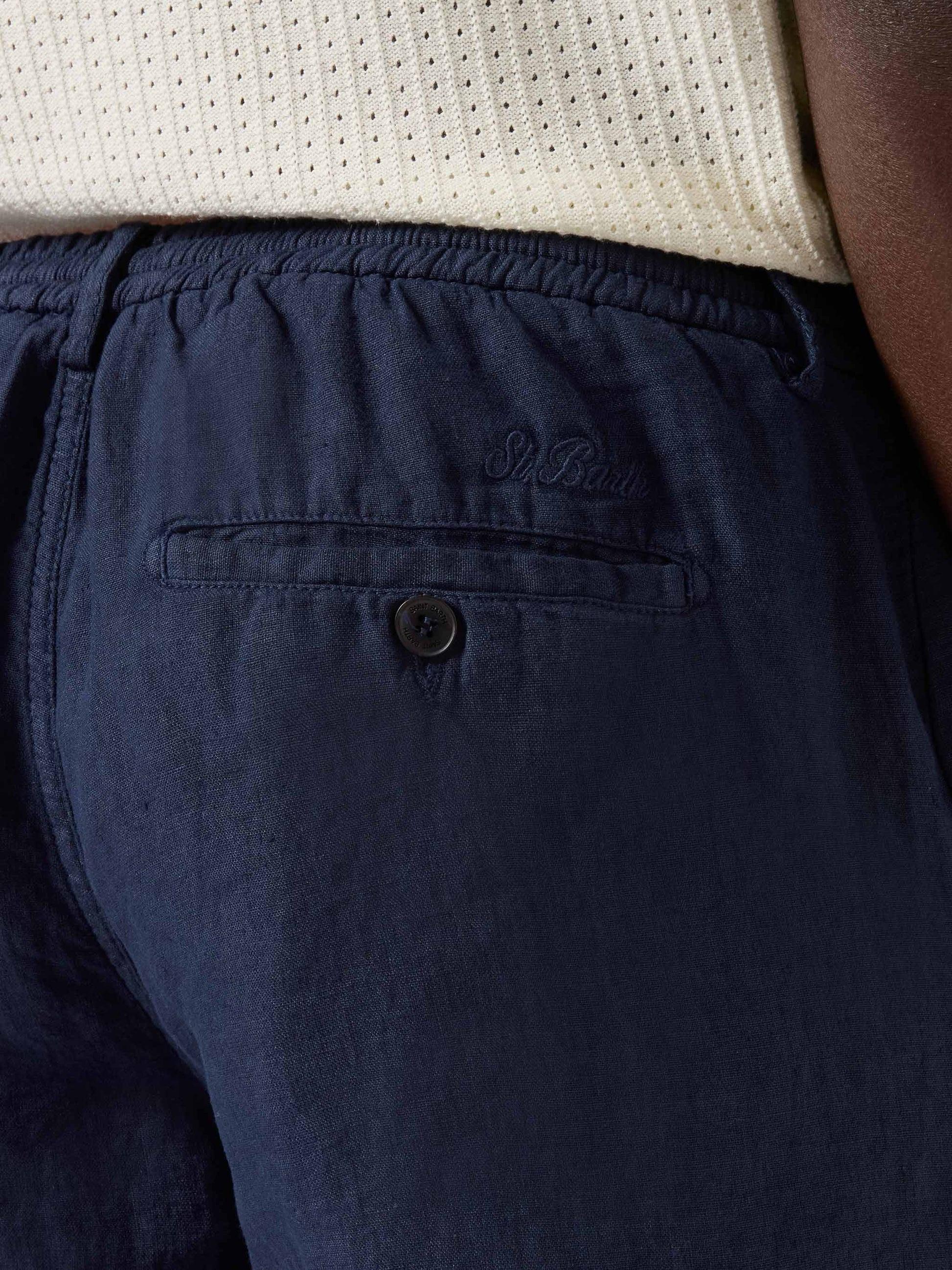Bermuda Sebastian in puro lino blu navy SEB0001 00119L MC2 SAINT BARTH 