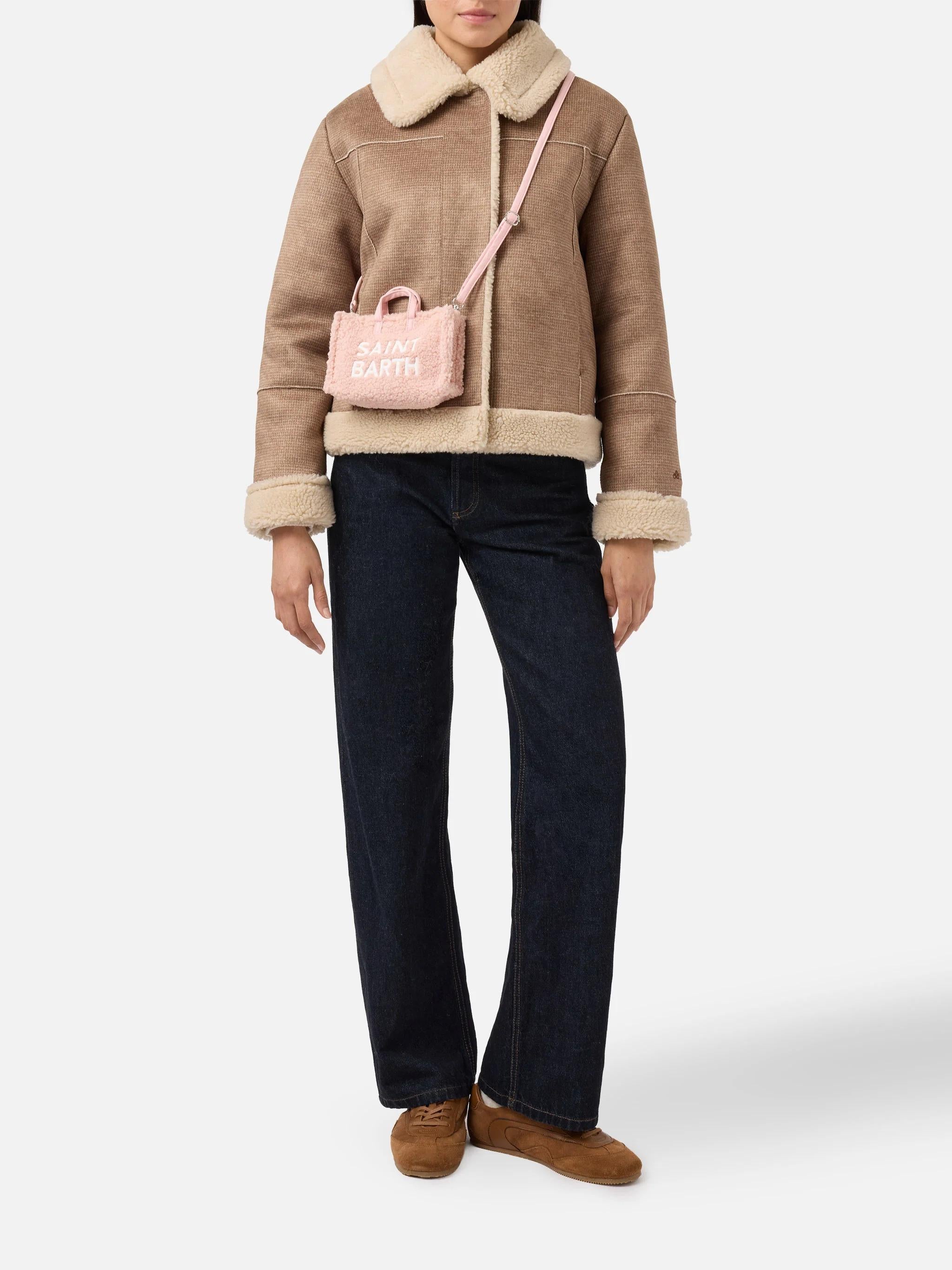 Mini borsa porta telefono Phone Bag Teddy in sherpa rosa PHONE004 01494I MC2 SAINT BARTH 