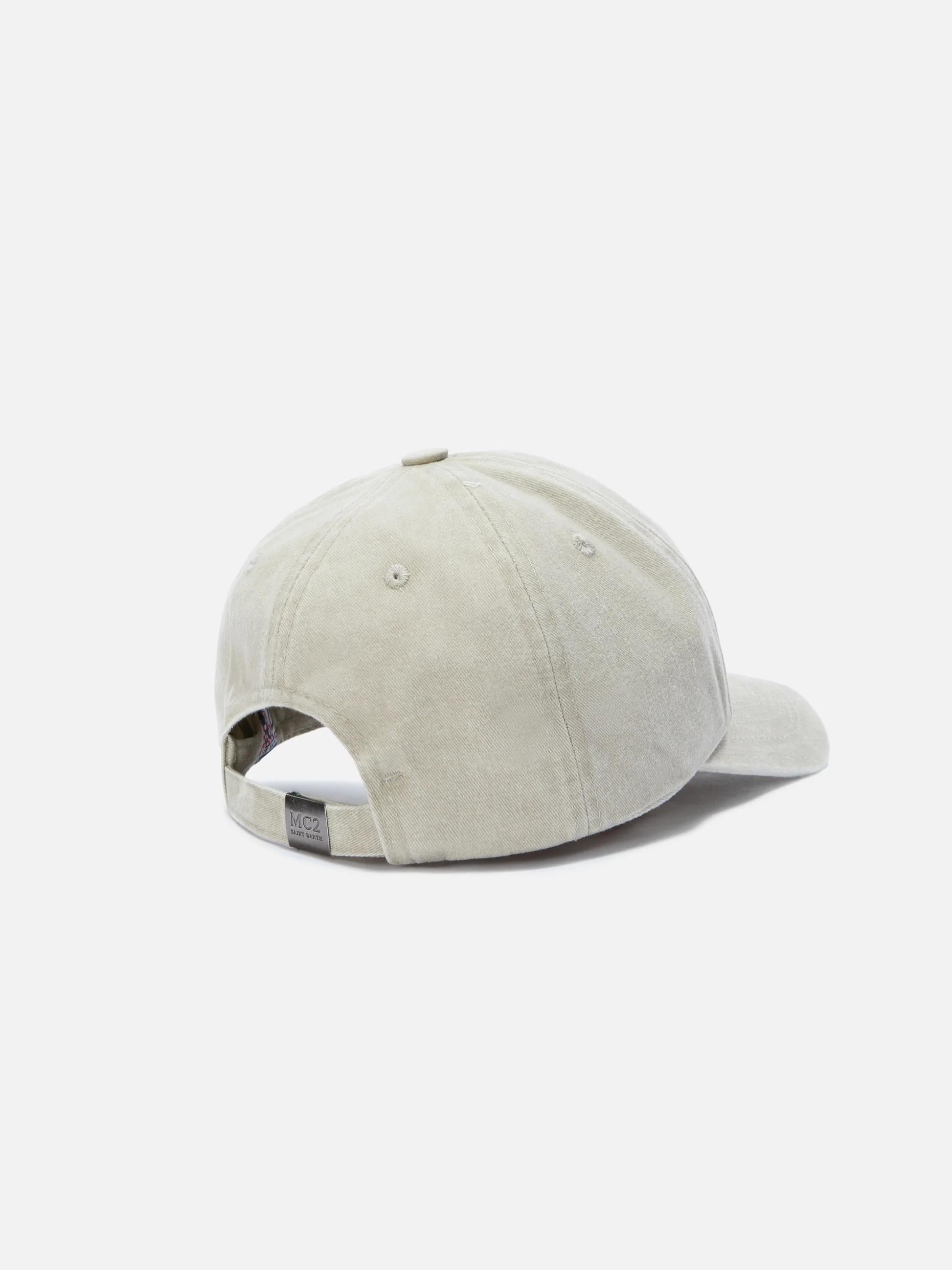 Cappellino Davis con visiera in cotone beige con logo ricamato DAS0004 07566L MC2 SAINT BARTH 