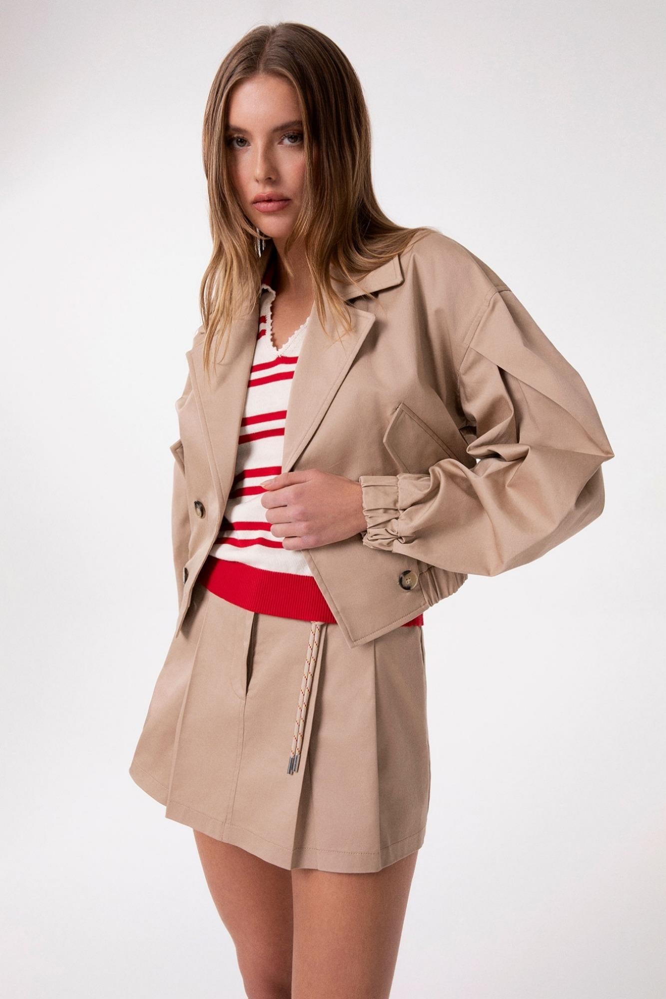 Trench Corto Con Maniche A Palloncino  Safari - Gaëlle Paris GAABW09700-TMTG0001 BE33 GAELLE 
