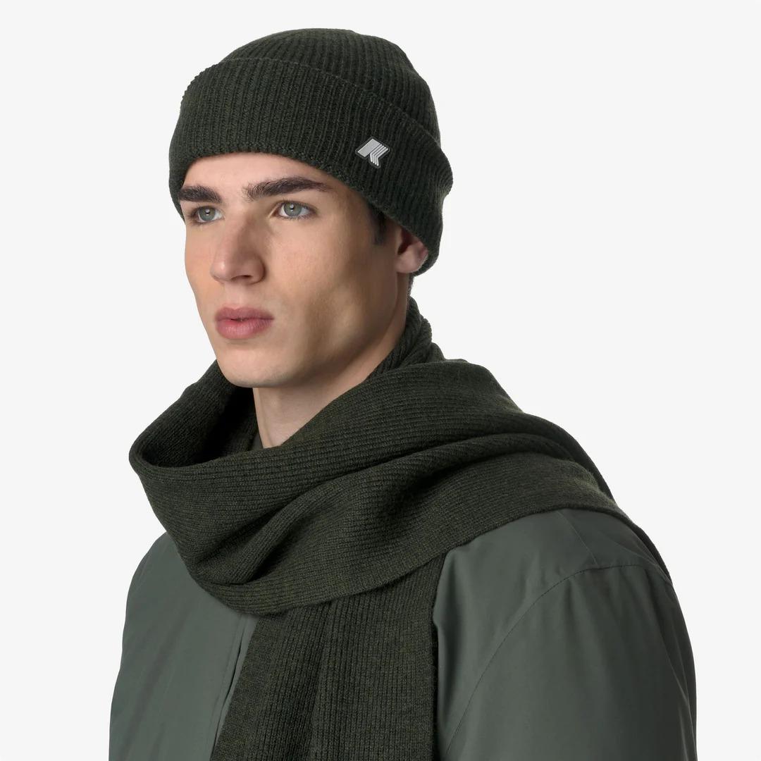 BRICE CARDIGAN STITCH WOOL<BR/>GREEN BLACKISH MELANGE K2132HW AZ4 K-WAY 