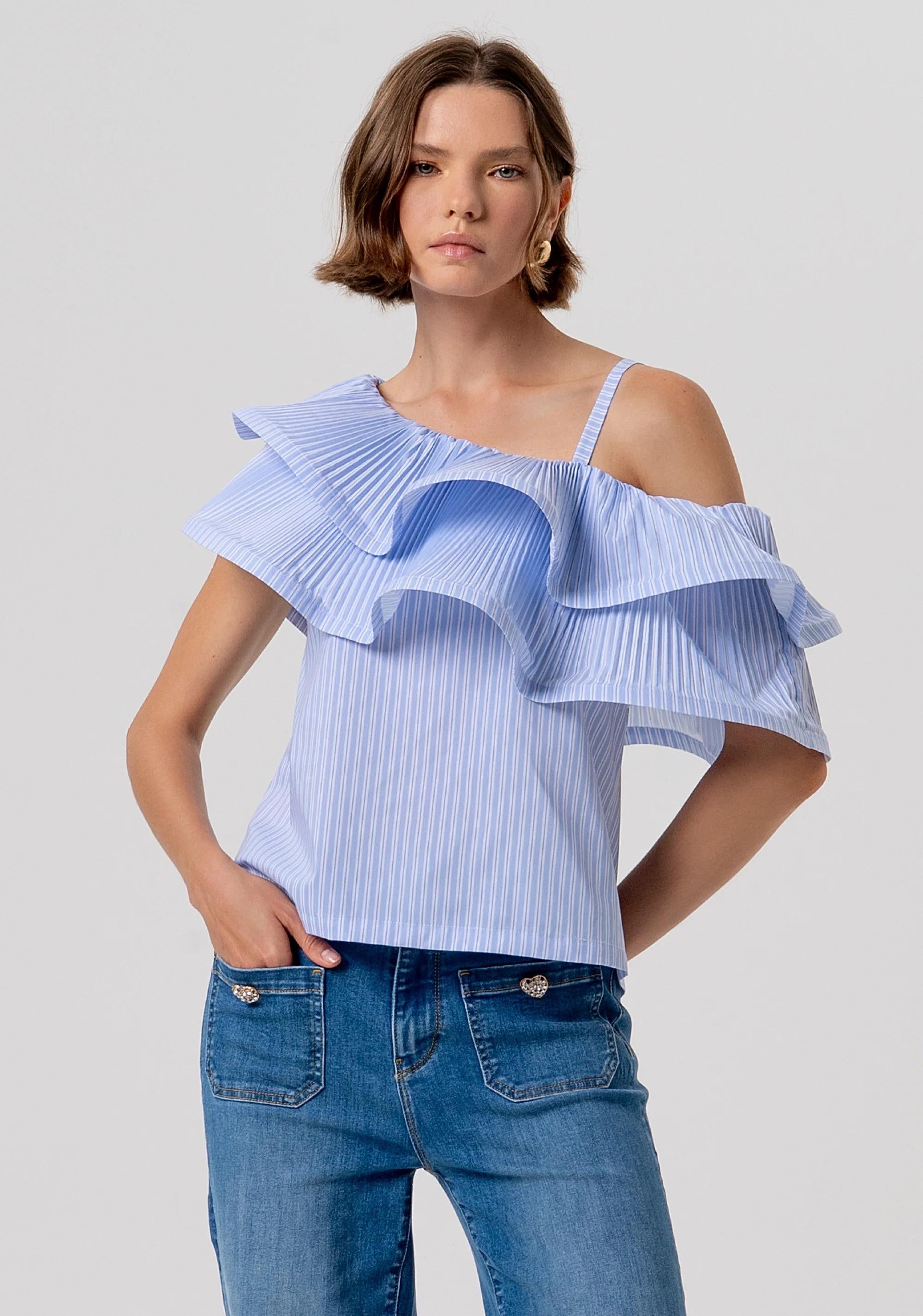 Top regular monospalla in fantasia a righe FR26ST2004W697N8 I24 FRACOMINA 