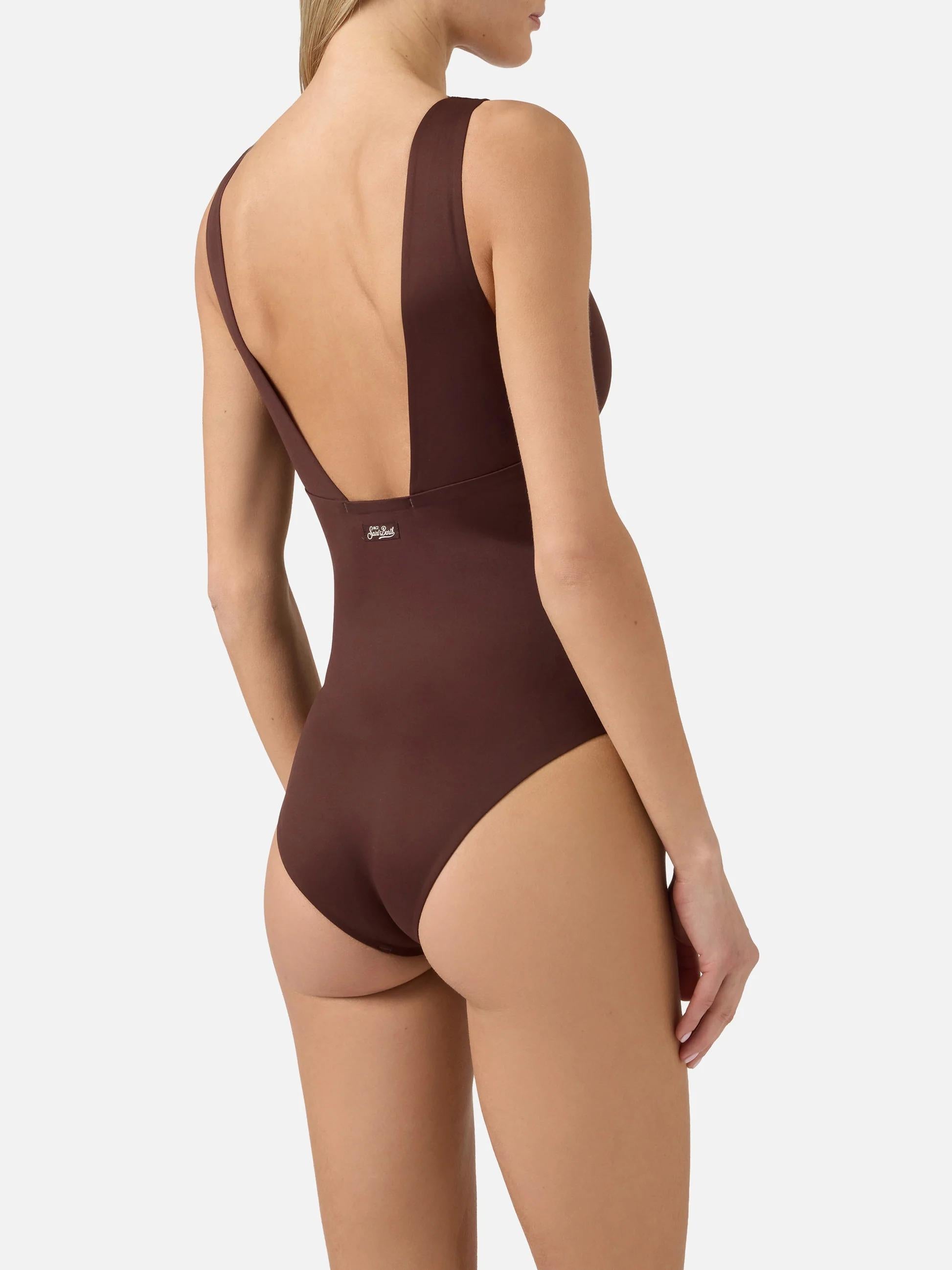 Costume intero Calliope in tessuto tecnico marrone CAI001 00019L MC2 SAINT BARTH 