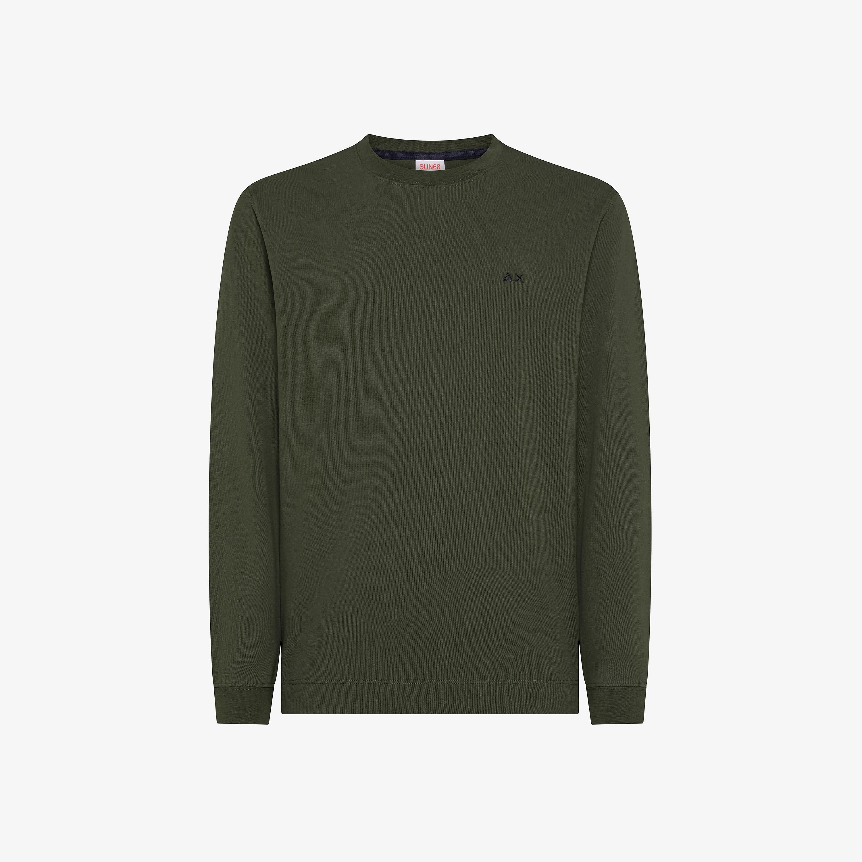 SUN68 T-shirt in piquet di cotone stretch militare scuro T45121 74 SUN 68 