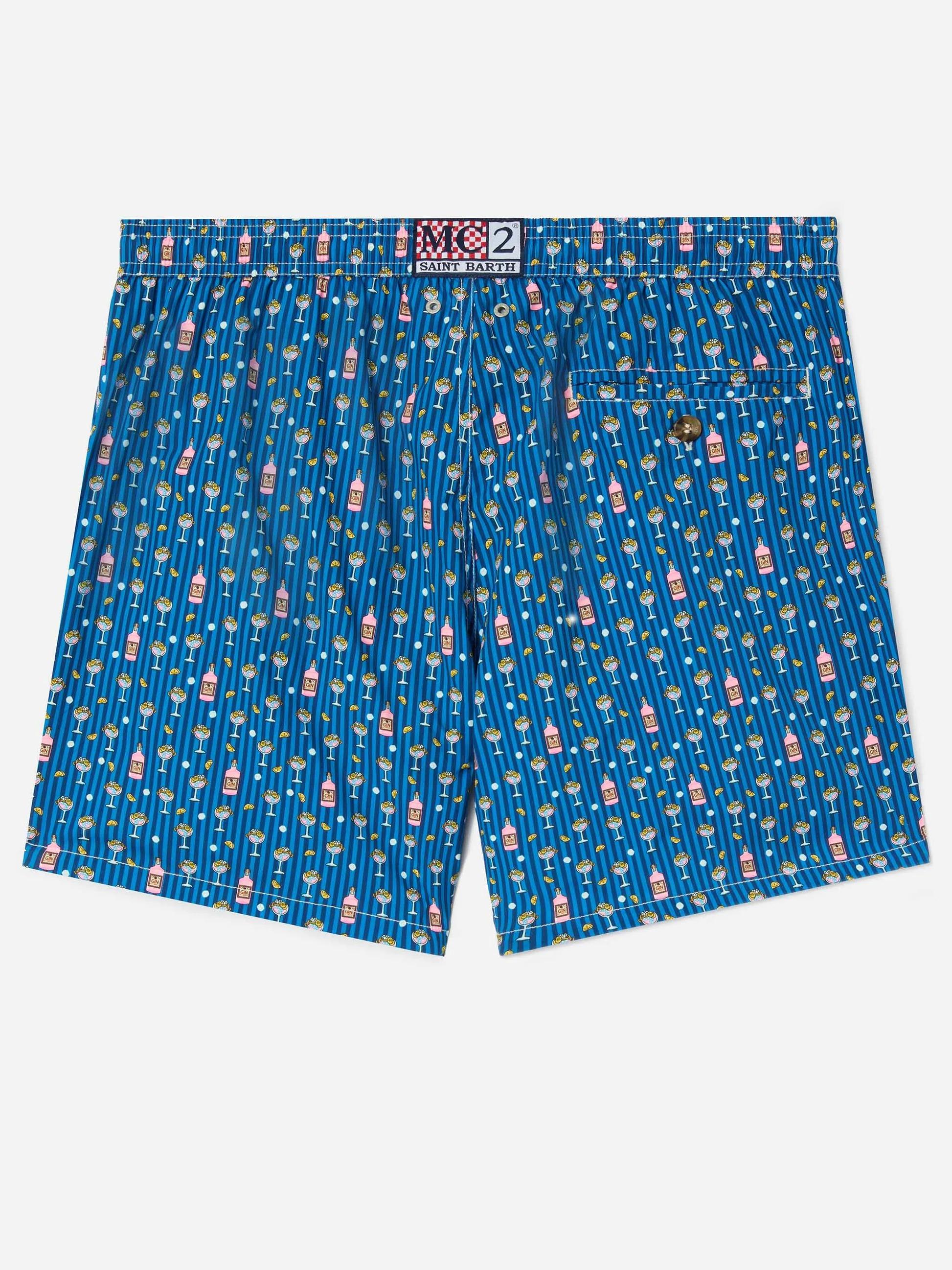 Costume mare Lighting Micro navy con stampa cocktail all-over LIG0016 00229L MC2 SAINT BARTH 