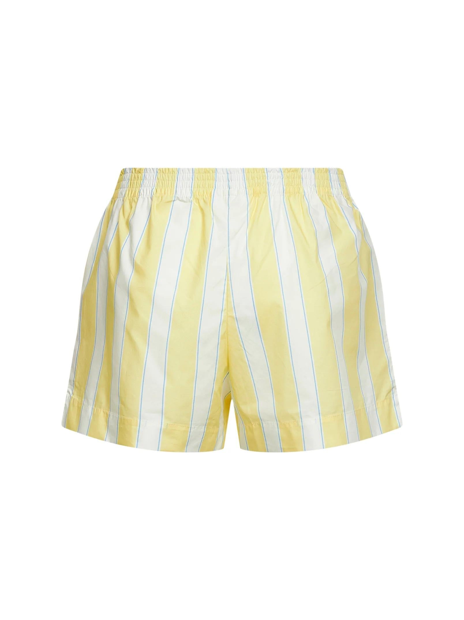 MC2 SAINT BARTH<BR/>Shorts Meave in popeline a righe giallo e panna con ricamo MEA002 01420L MC2 SAINT BARTH 
